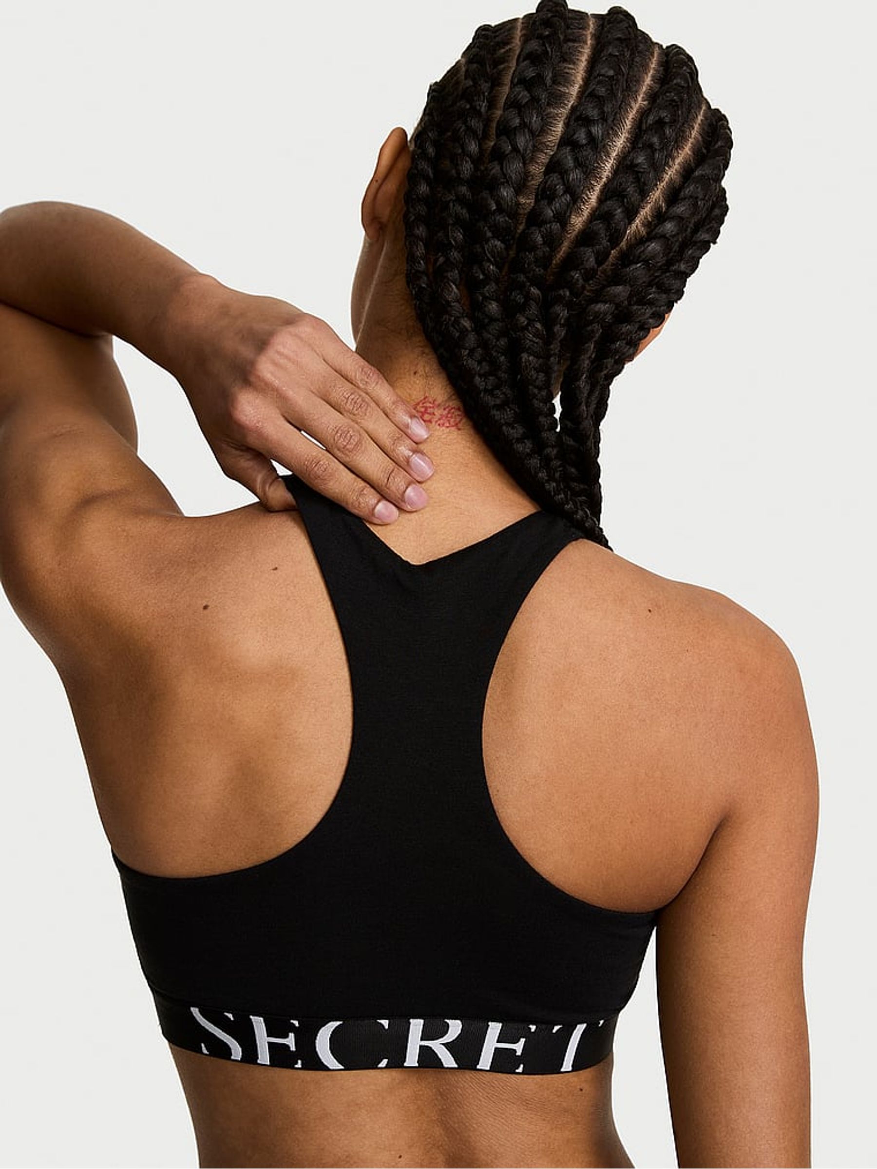 Black Cotton Exploded Logo High Neck Bralette - Image 2 of 2