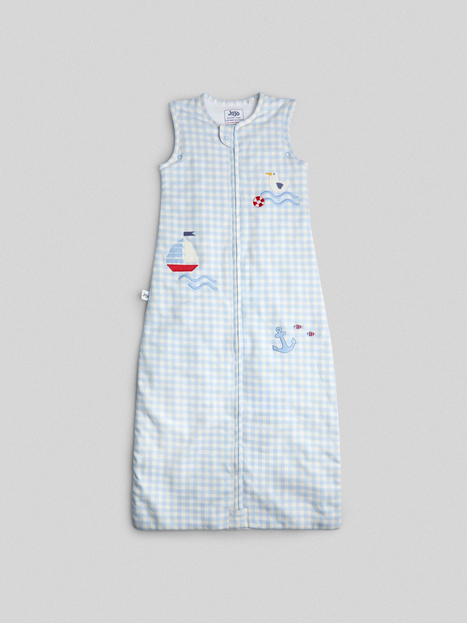 Blue Gingham Nautical 1.5 Tog Toddler Sleeping Bag - Image 1 of 5