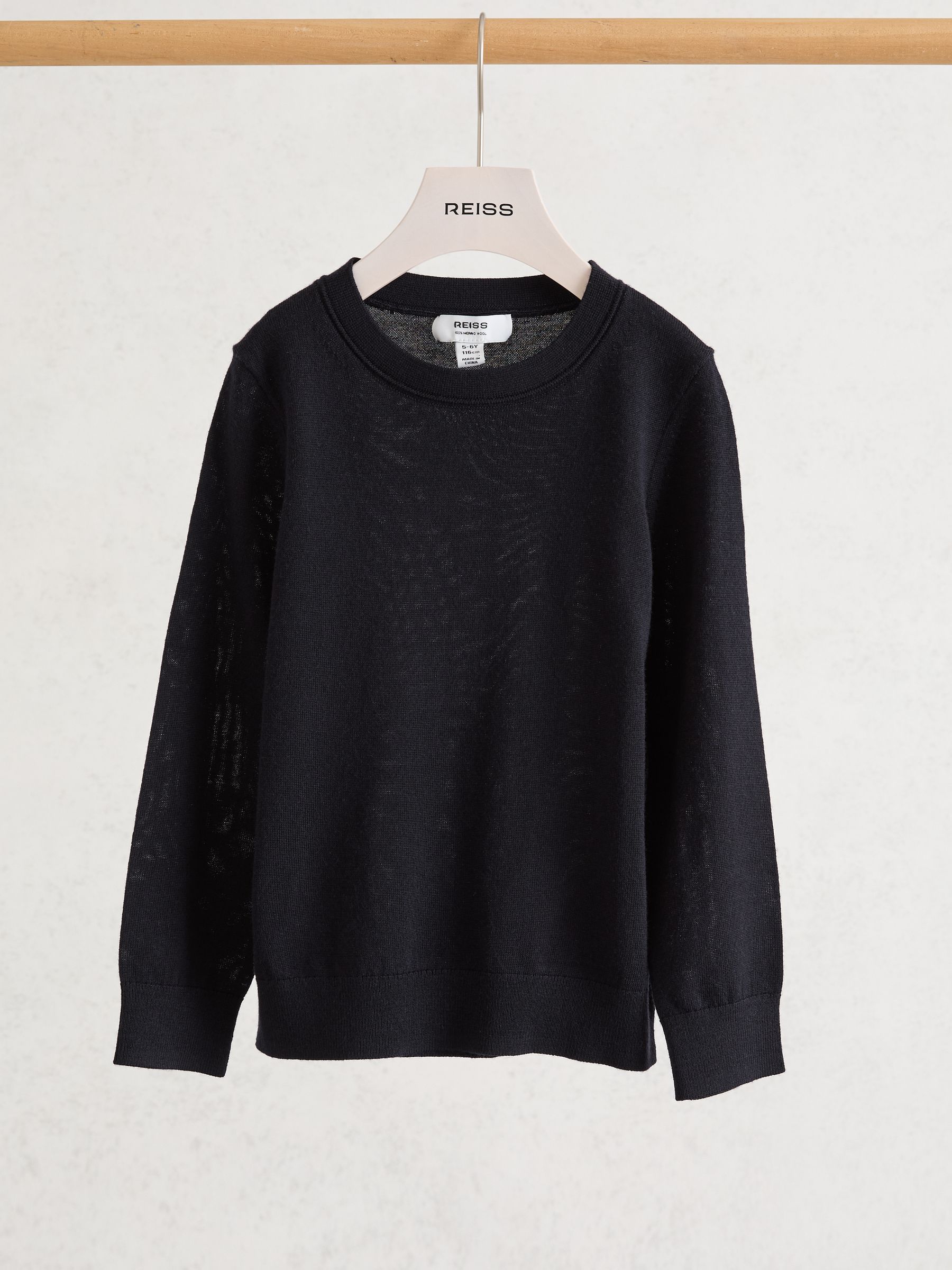 3-9 yrs Merino Wool Crew-Neck Jumper in Navy - Image 1 of 4