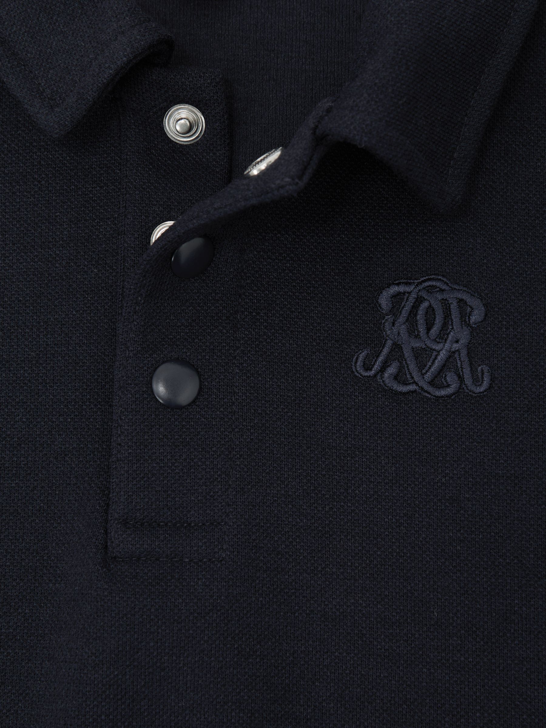 3-9 yrs Monogram Embroidered Polo Shirt in Navy Blue - Image 5 of 5