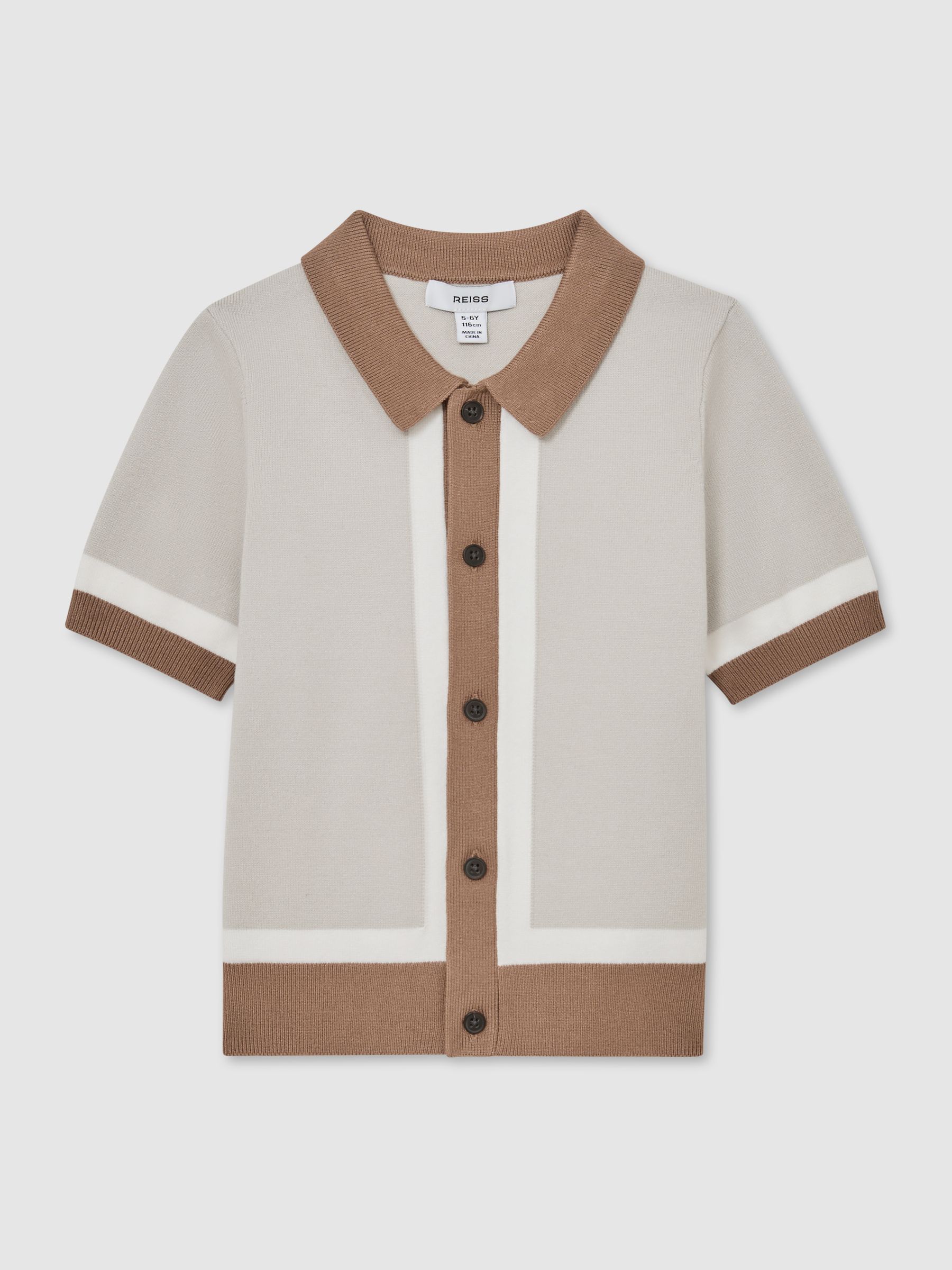 Polo Shirt in Taupe/Off White - Image 1 of 4