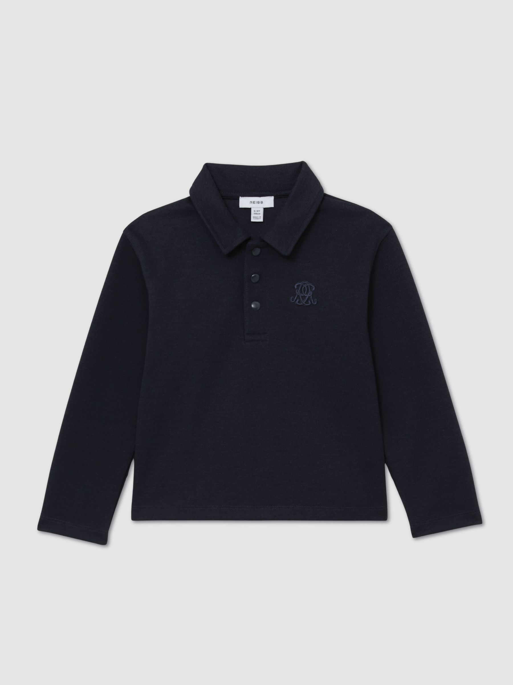 13-14 yrs Monogram Embroidered Polo Shirt in Navy Blue - Image 1 of 5