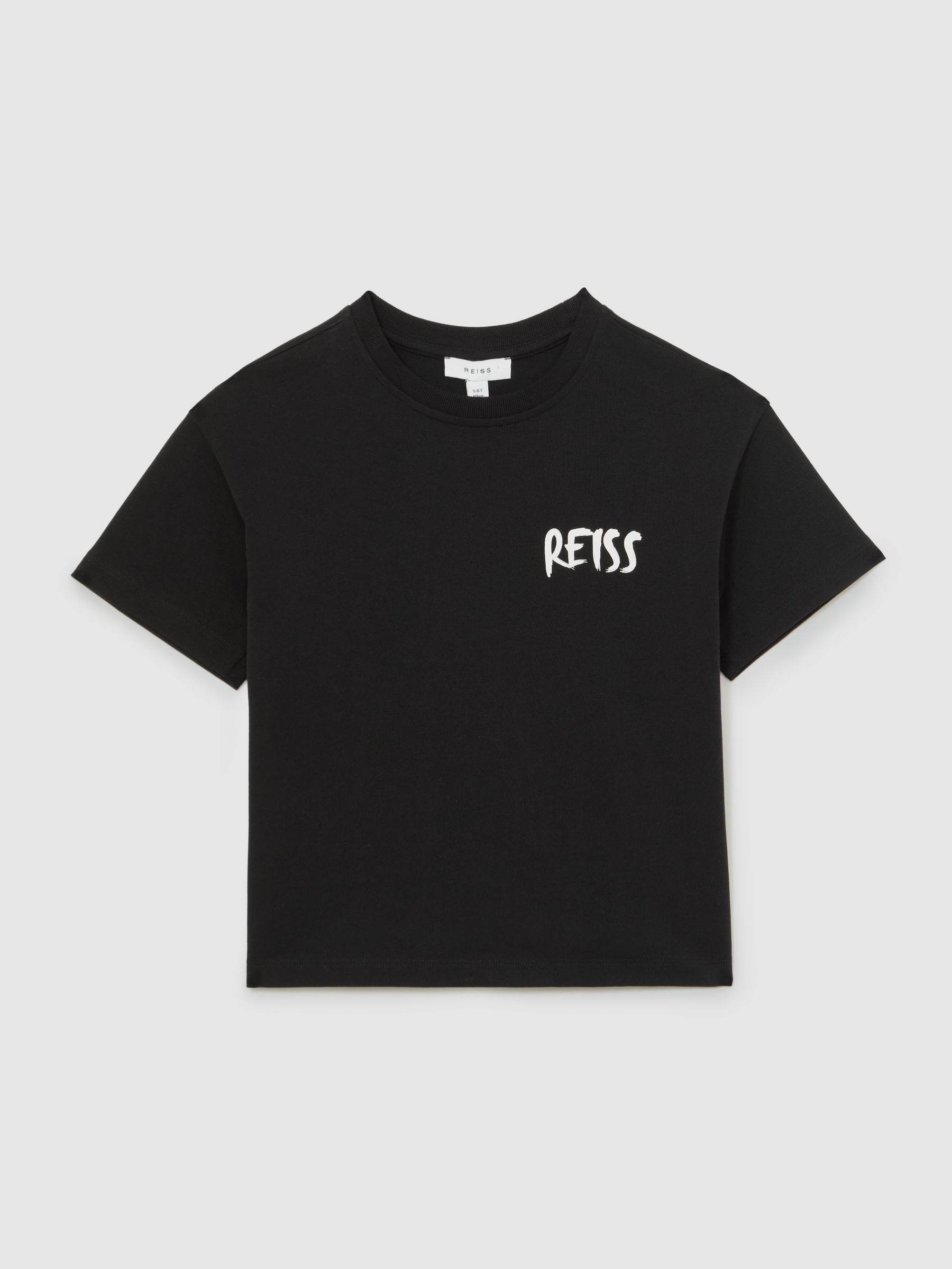 13-14 yrs Cotton Relaxed Logo-Print T-Shirt in Black - Image 1 of 5