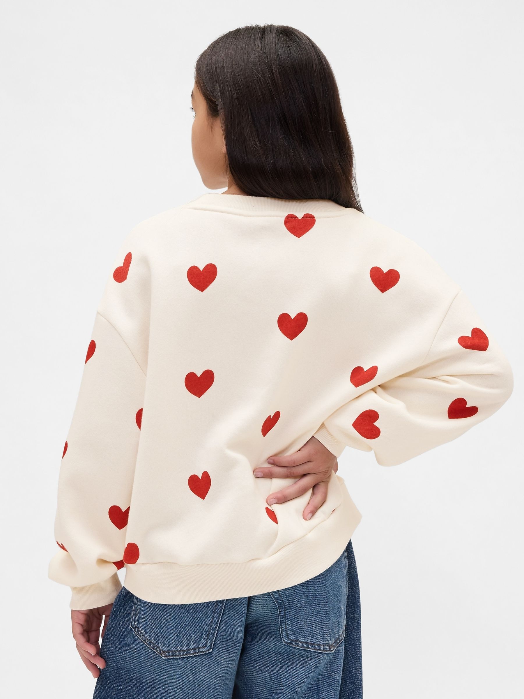 White VintageSoft Heart Print Dolman Sweatshirt - Image 2 of 5 White VintageSoft Heart Print Dolman Sweatshirt - Image 2 of 5
