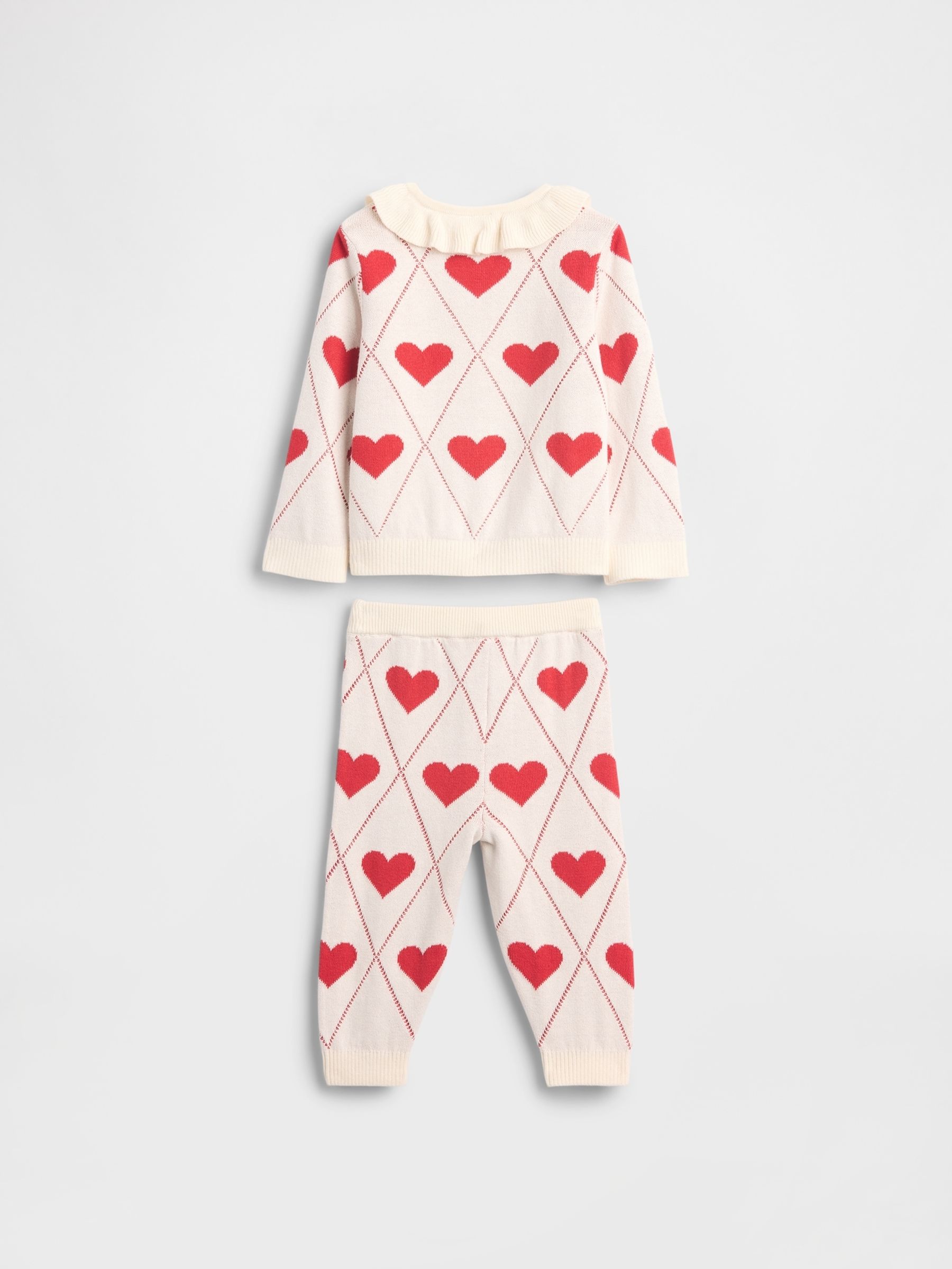 Red Heart Vlentines Ruffle Collar Cardigan Set - Image 2 of 3