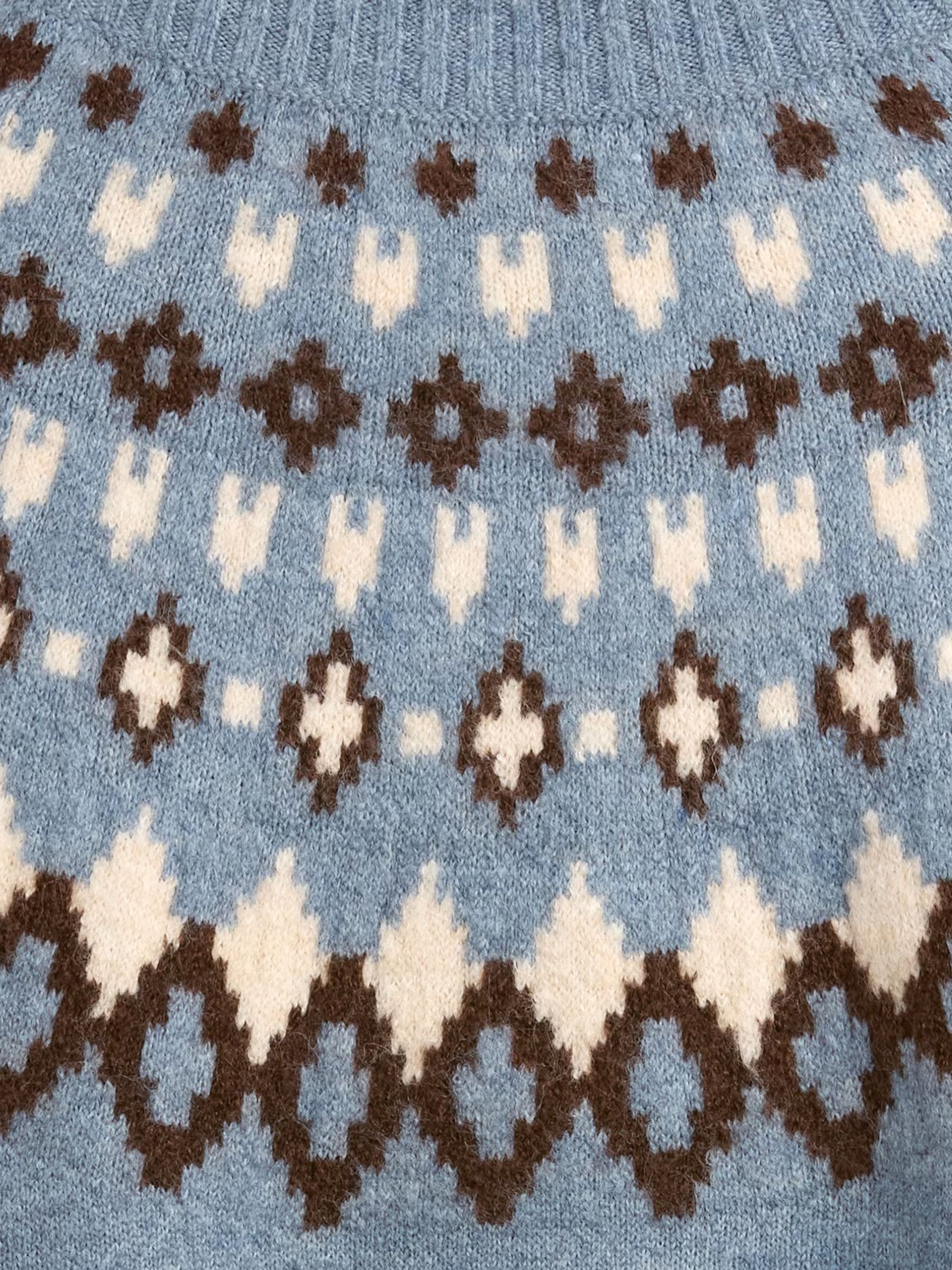 Blue Relaxed Fairisle Pattern Mock Neck Jumper - Image 5 of 5