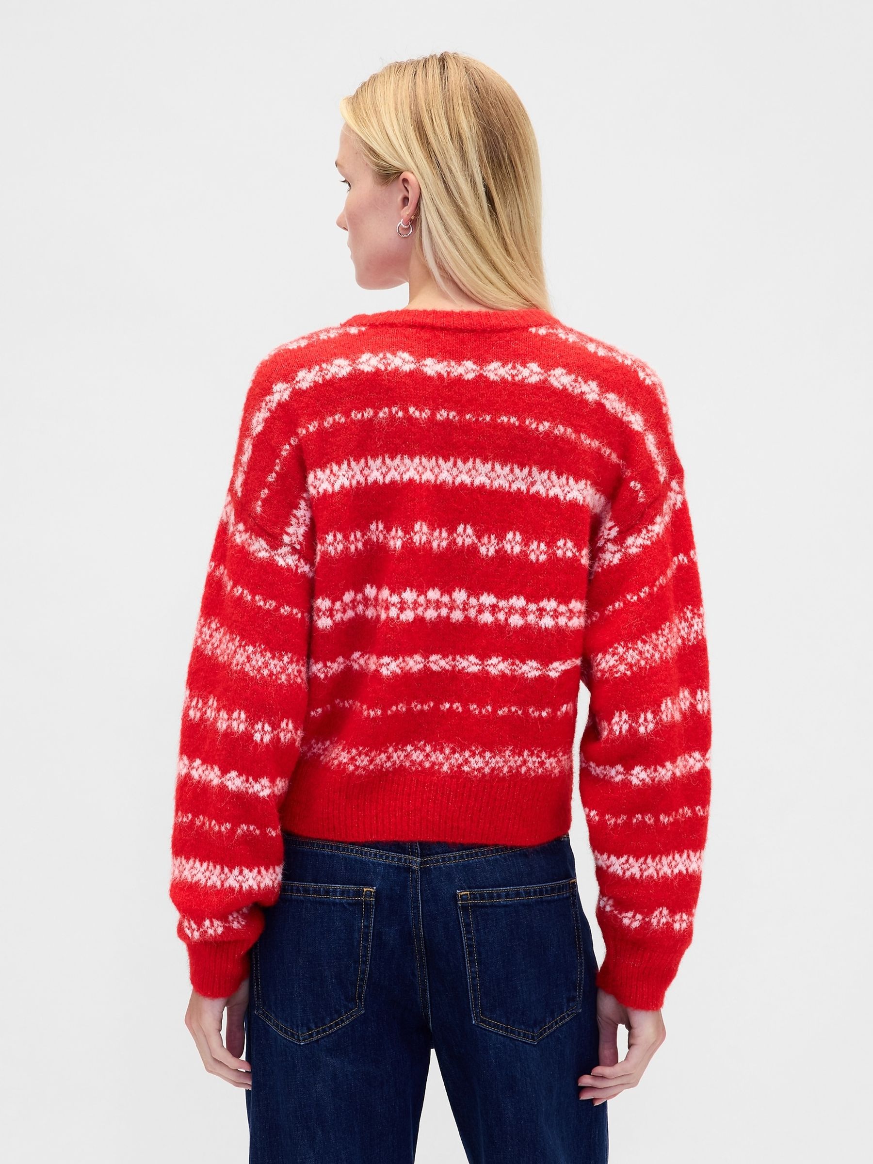 Red Oversized Fuzzy Crew Neck Jumper - Image 2 of 4 Red Oversized Fuzzy Crew Neck Jumper - Image 2 of 4