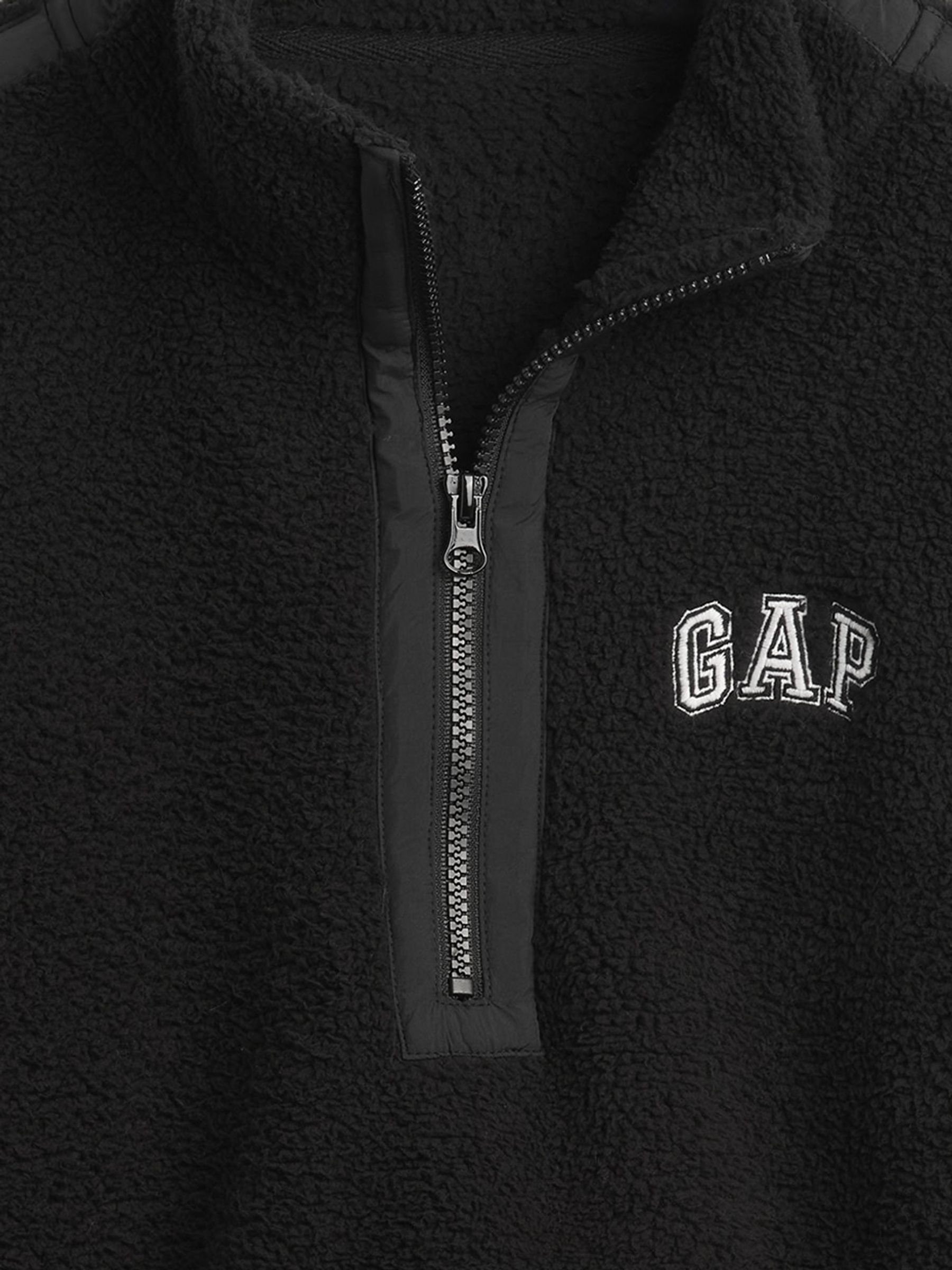 Black Oversized Cropped Half-Zip Sweatshirt - Image 4 of 4 Black Oversized Cropped Half-Zip Sweatshirt - Image 4 of 4