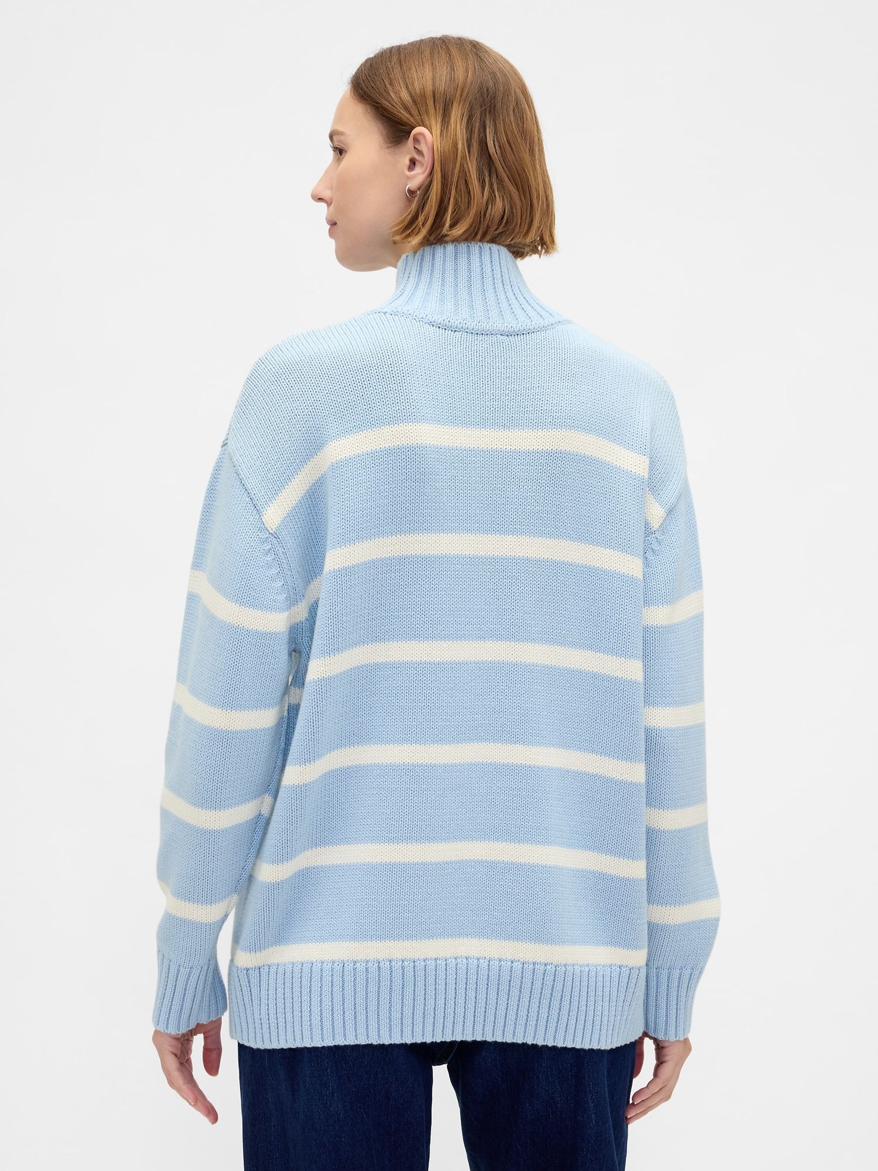 Blue Stripe Oversized Mock Neck Jumper - Image 2 of 4
