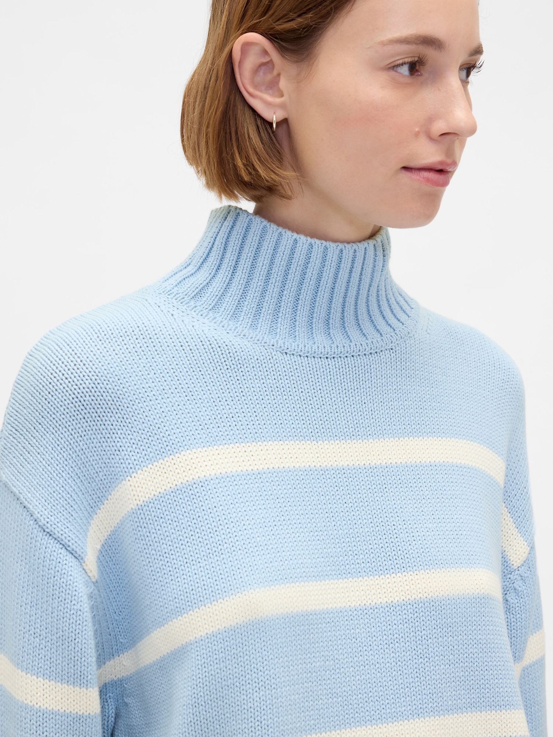 Blue Stripe Oversized Mock Neck Jumper - Image 4 of 4