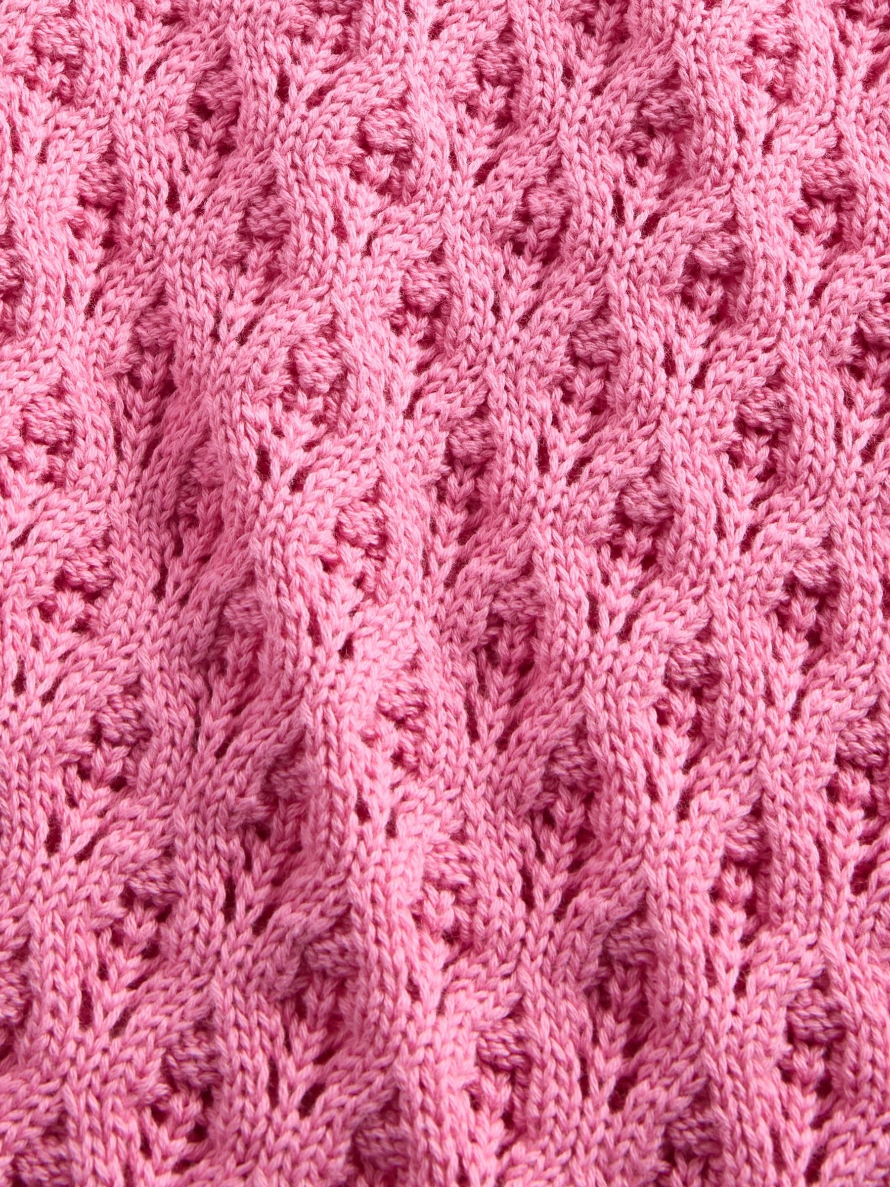 Pink Crochet Oversized Crew Neck Jumper - Image 5 of 5