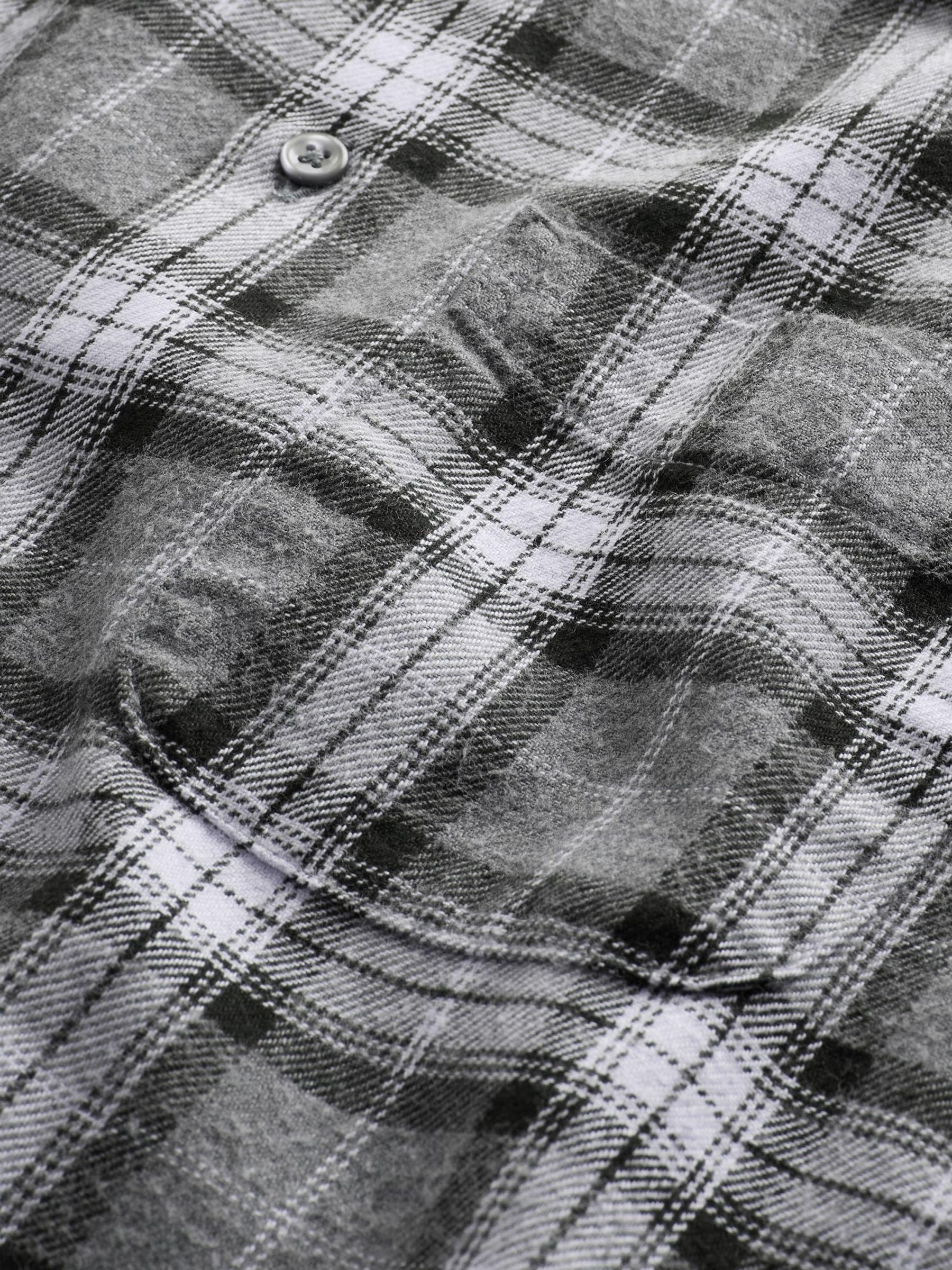 Grey Cotton Relaxed Flannel Shirt - Image 4 of 4