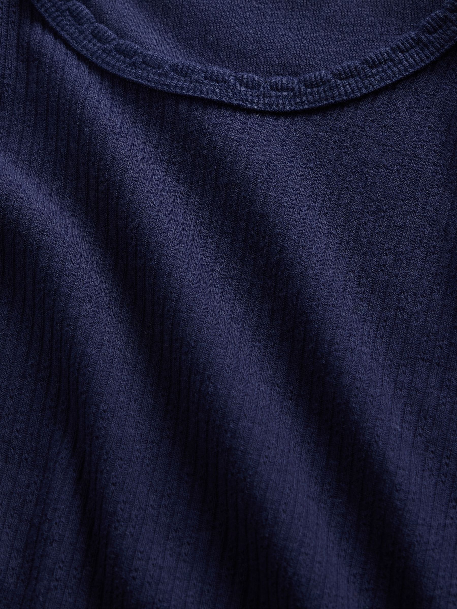 Navy Blue Pointelle Rib T-Shirt - Image 4 of 4 Navy Blue Pointelle Rib T-Shirt - Image 4 of 4