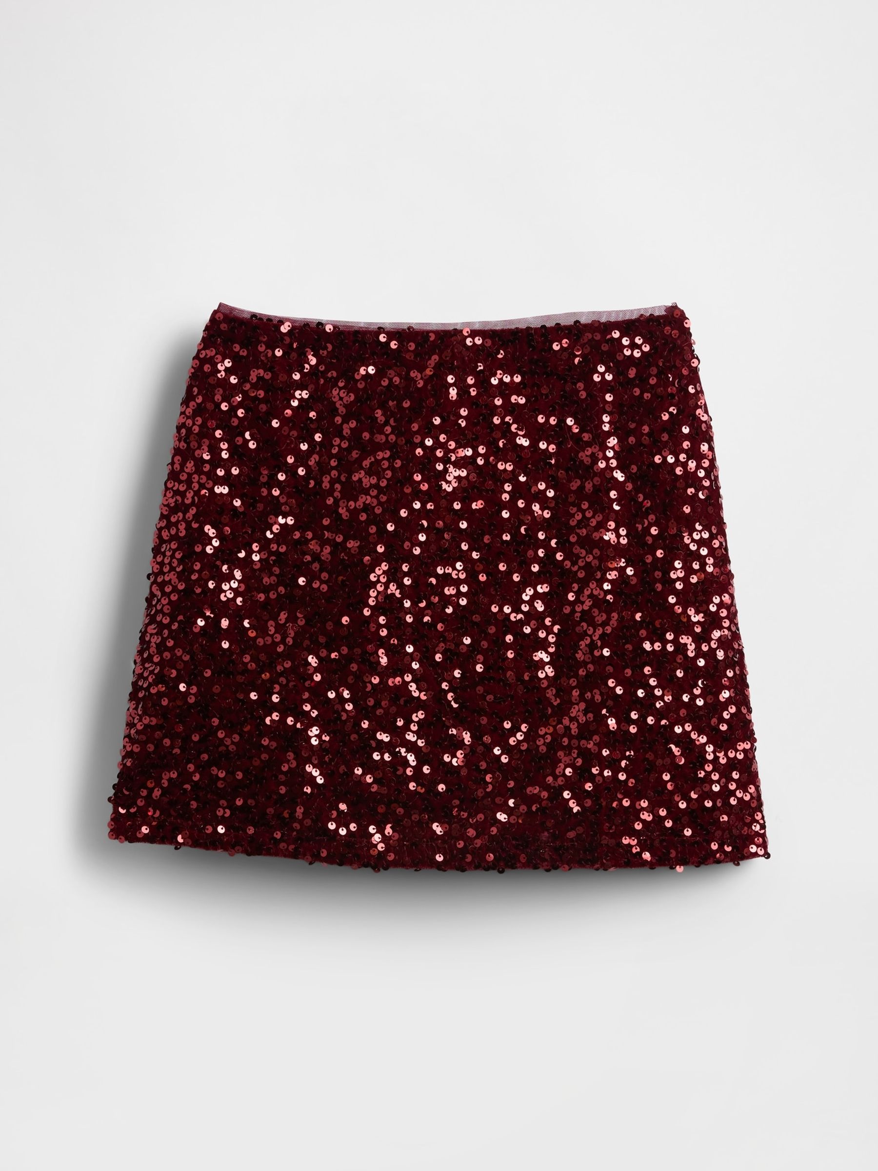 Burgundy Red Sequin Mini Skirt - Image 3 of 4