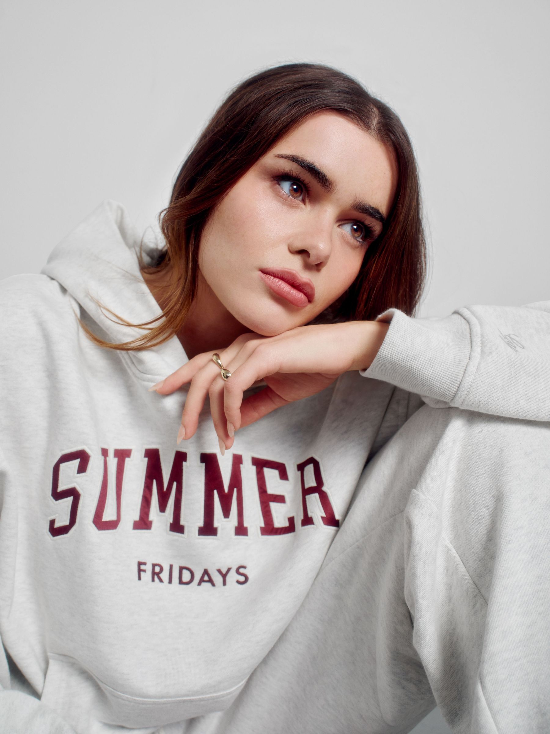 Gap X Summer Fridays Grey/Brown Heavyweight Oversized Logo Hoodie - Image 2 of 10