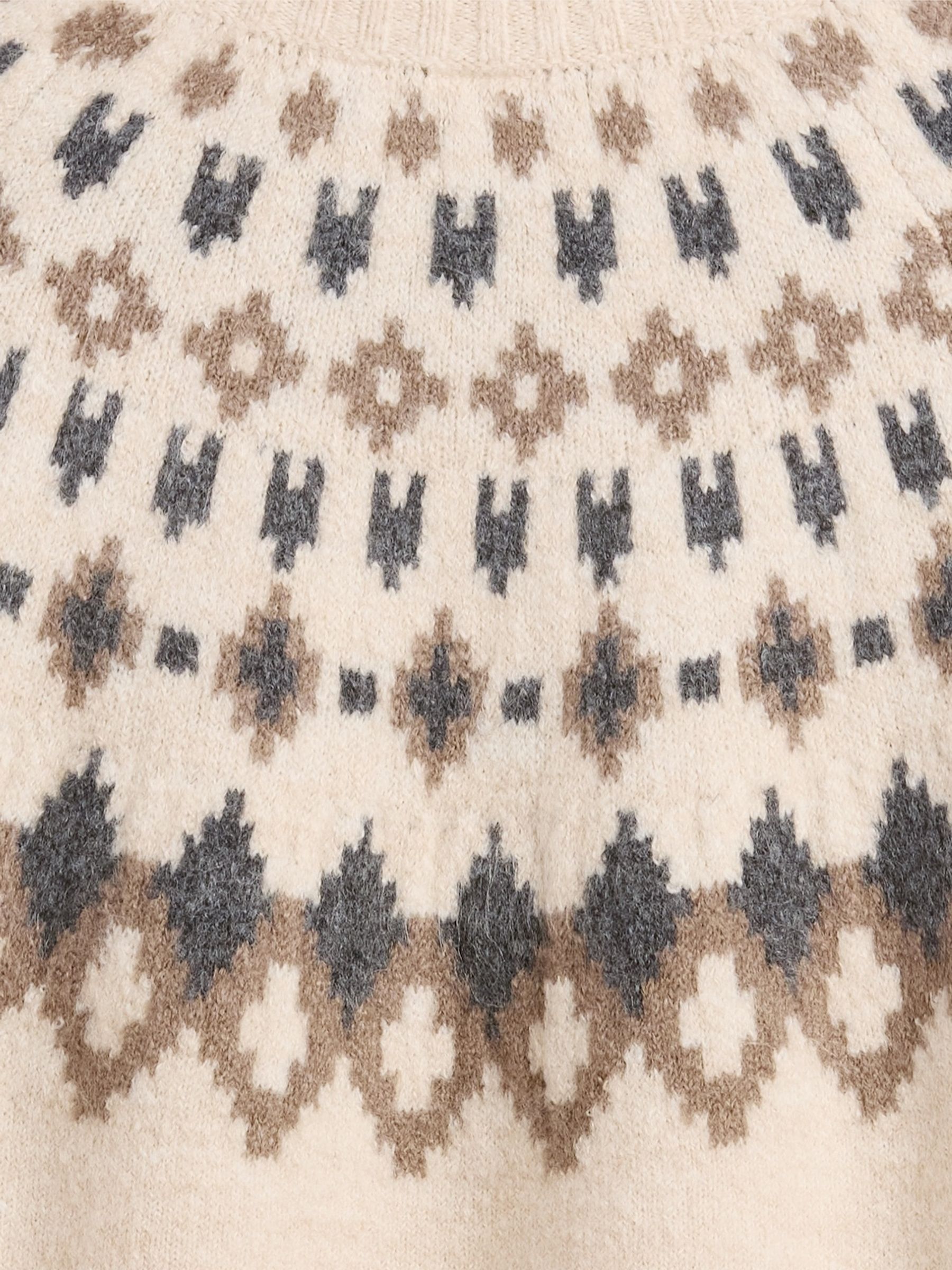 Cream Relaxed Fairisle Pattern Mock Neck Jumper - Image 5 of 5