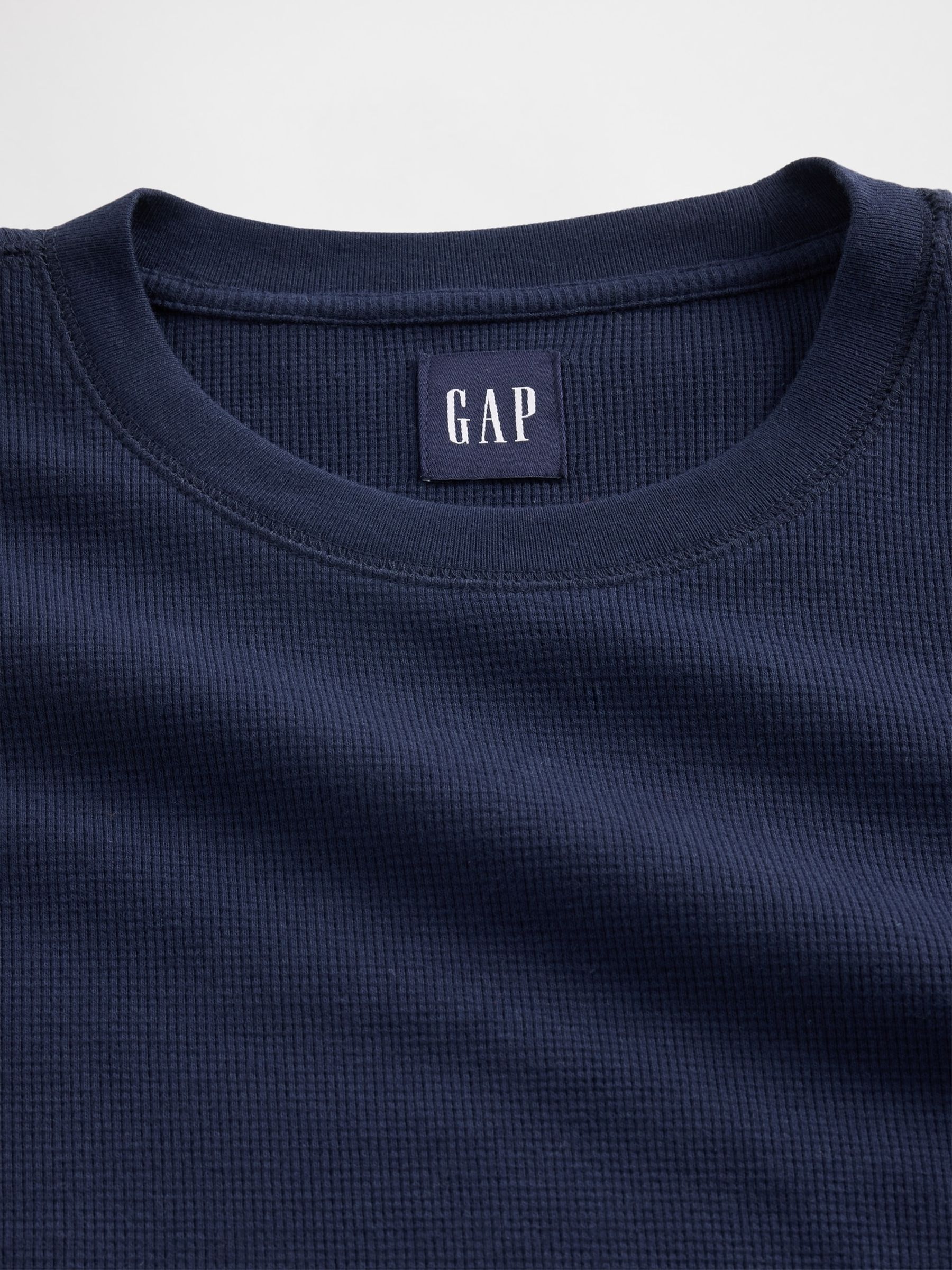 Navy Blue Waffle Crew neck T-Shirt - Image 4 of 4 Navy Blue Waffle Crew neck T-Shirt - Image 4 of 4