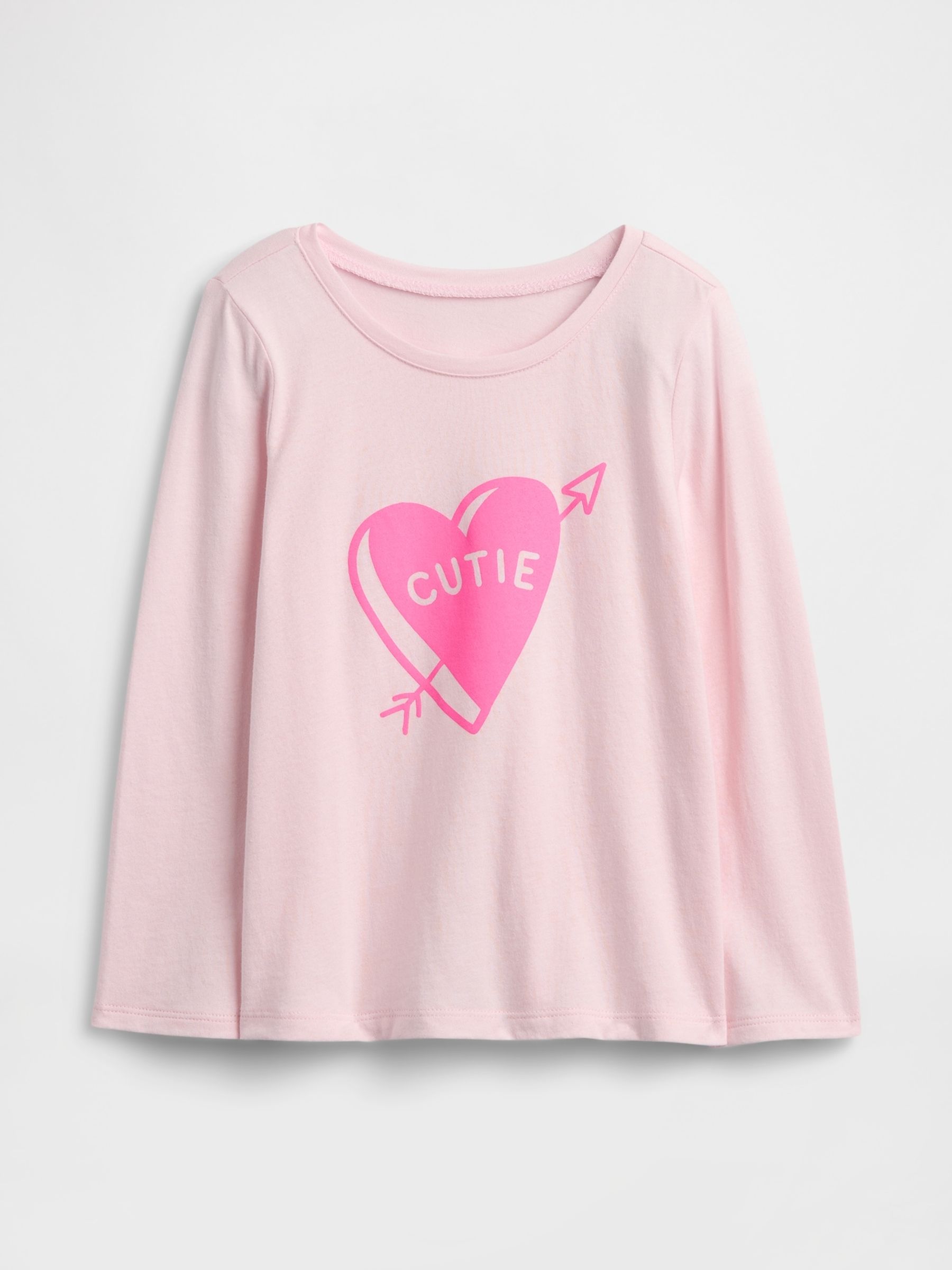 Pink Heart Valentines Graphic Long Sleeve T-Shirt - Image 1 of 3