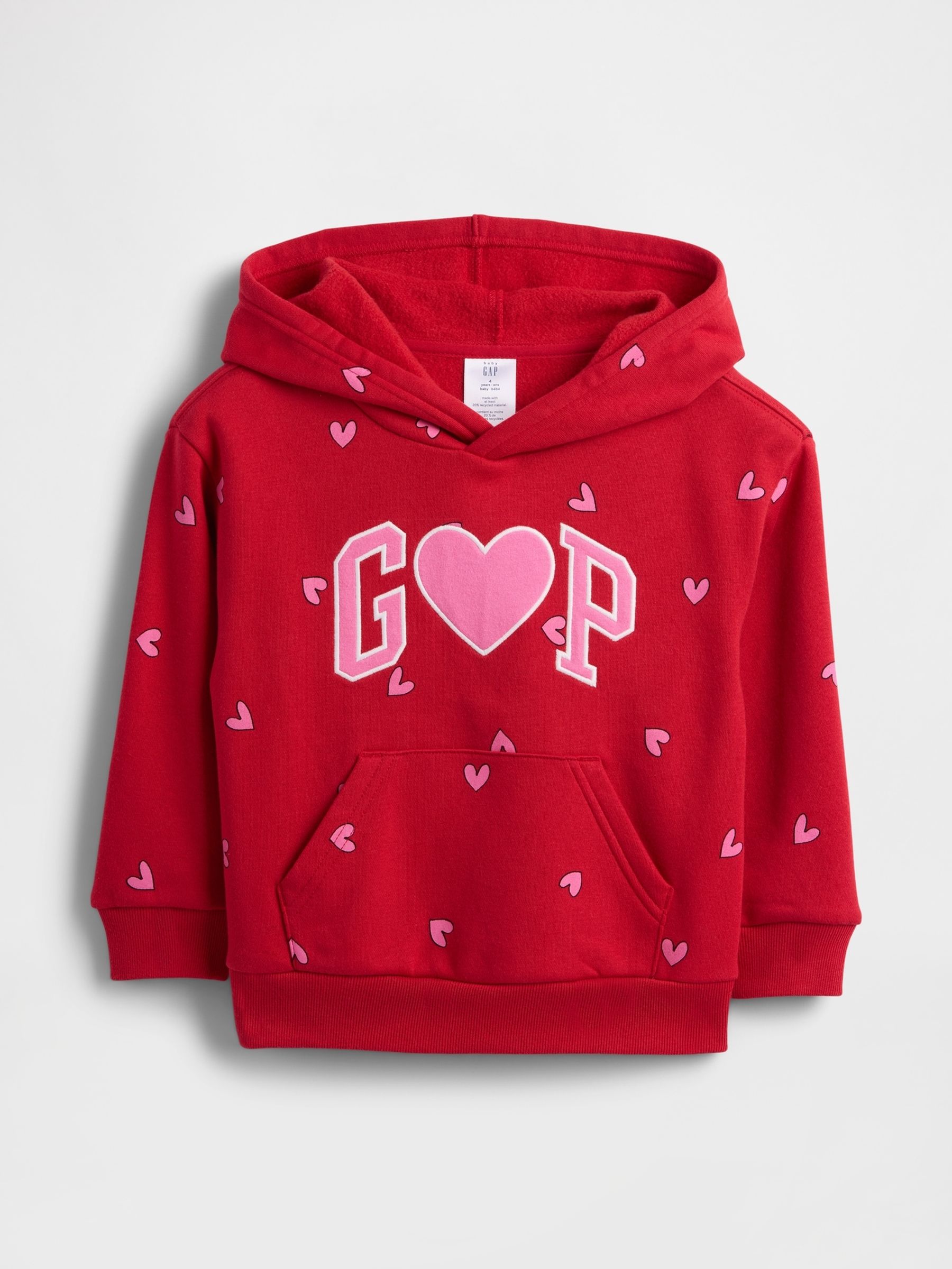 Red Heart Print Logo Valentines Hoodie - Image 1 of 3
