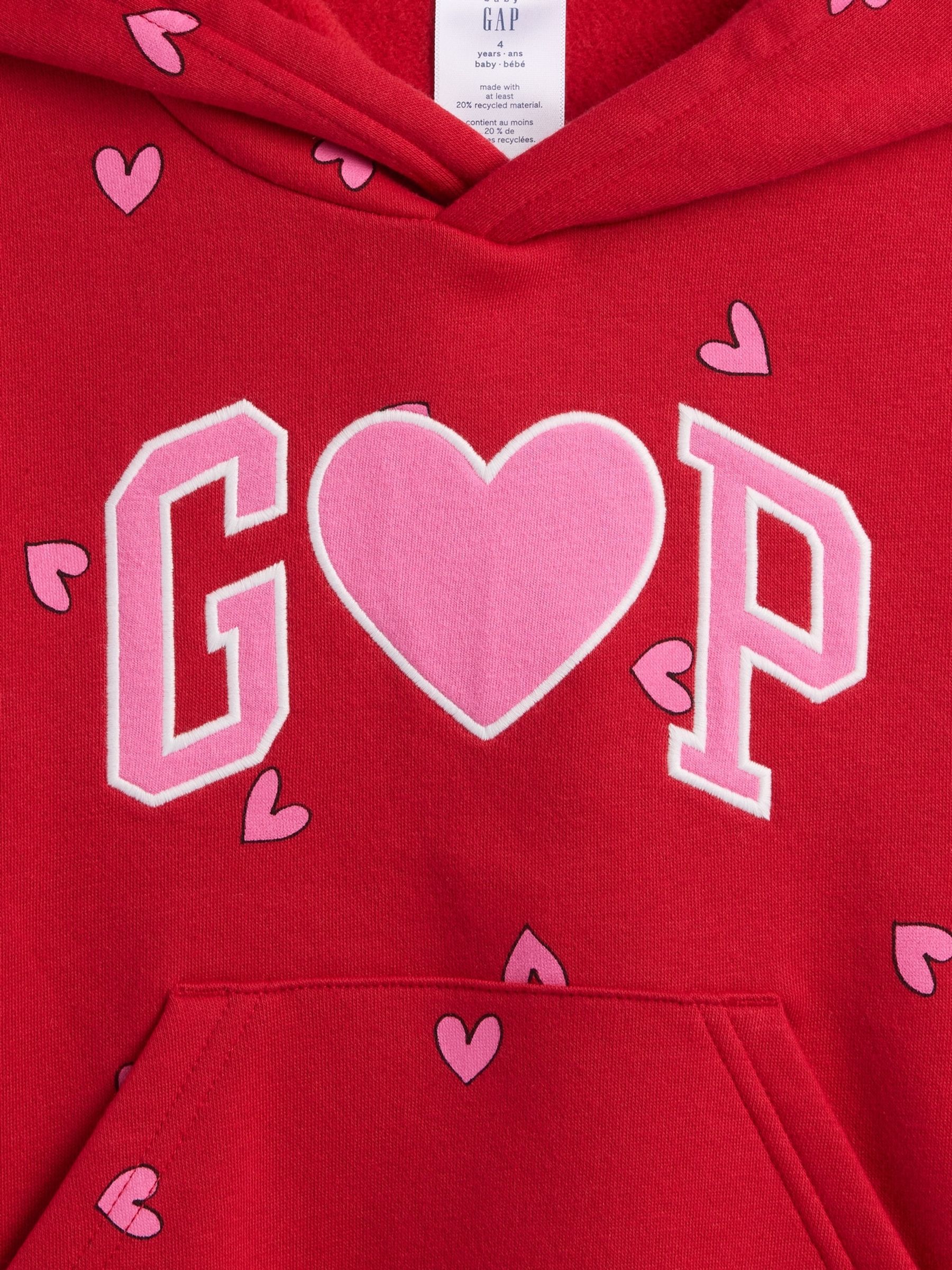 Red Heart Print Logo Valentines Hoodie - Image 3 of 3