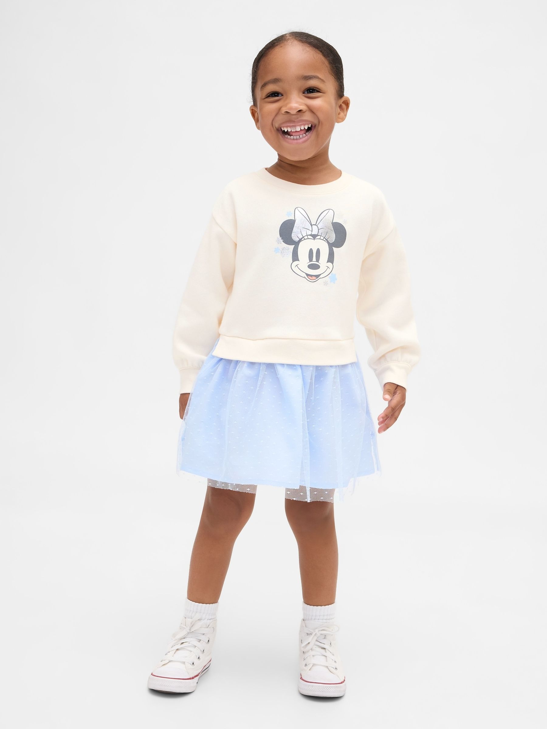 White Minnie Mouse VintageSoft Sweatshirt Dress - Image 1 of 4