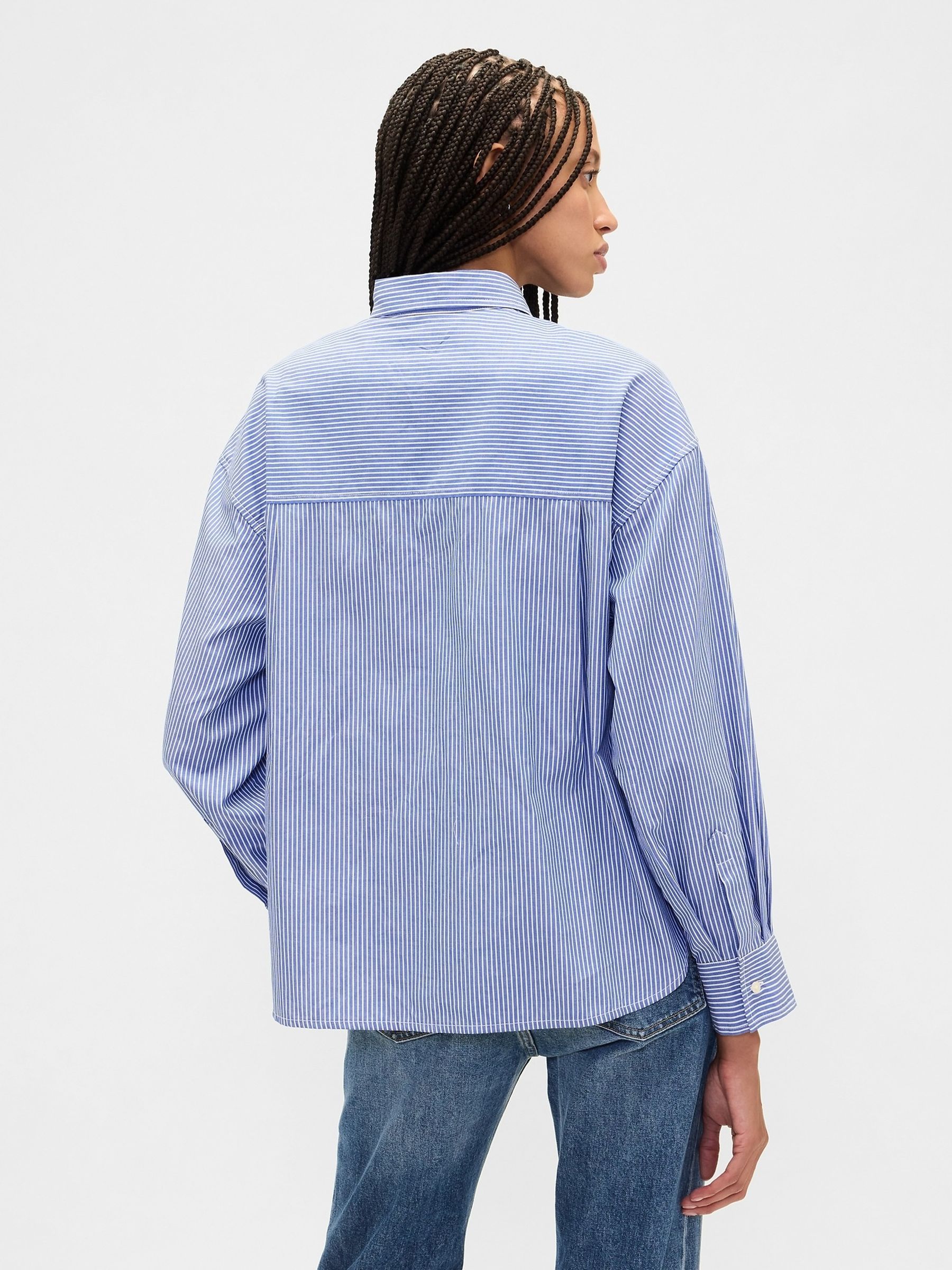 Blue Oversized Shirt in Poplin - Image 2 of 5