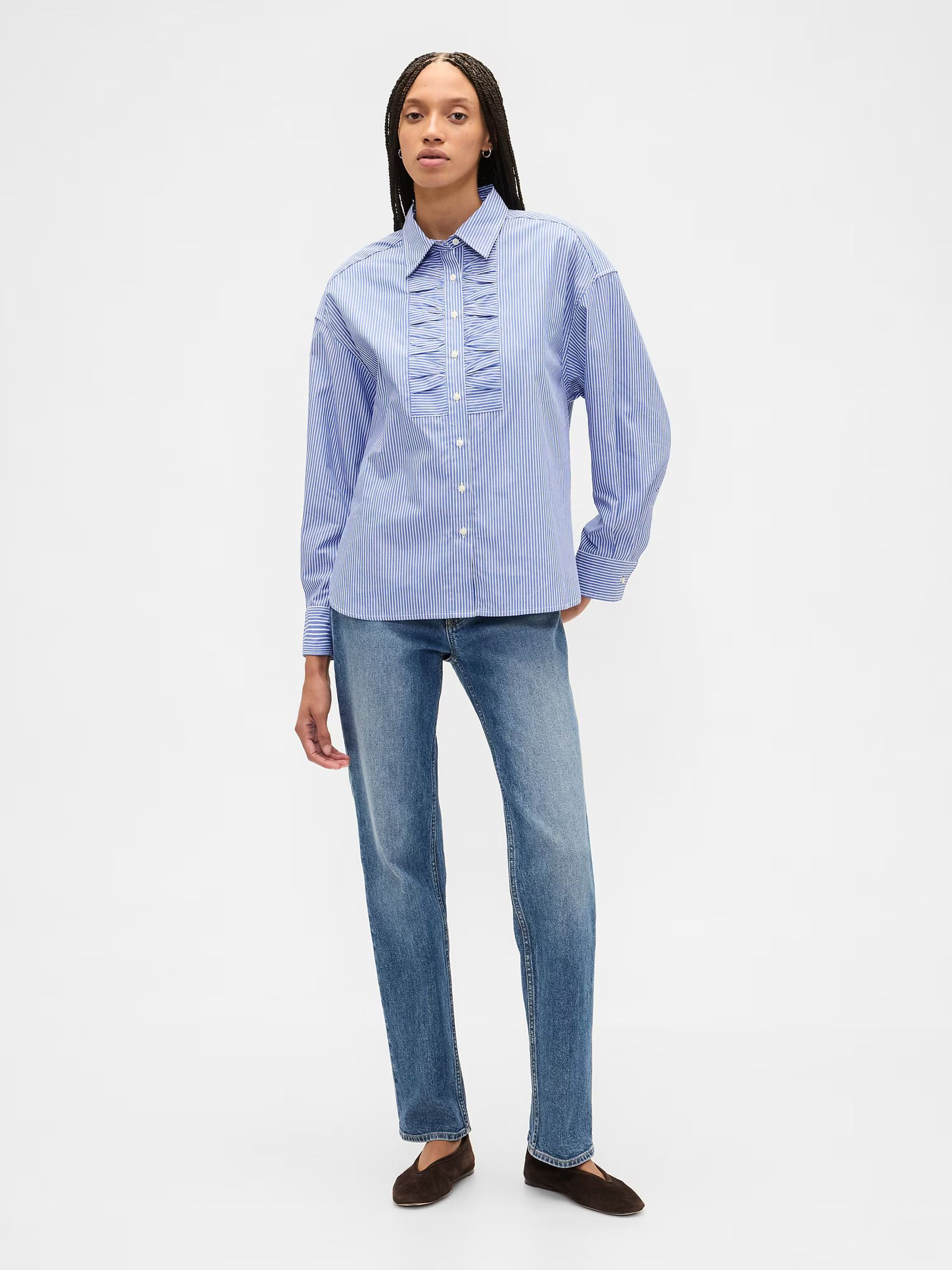 Blue Oversized Shirt in Poplin - Image 3 of 5