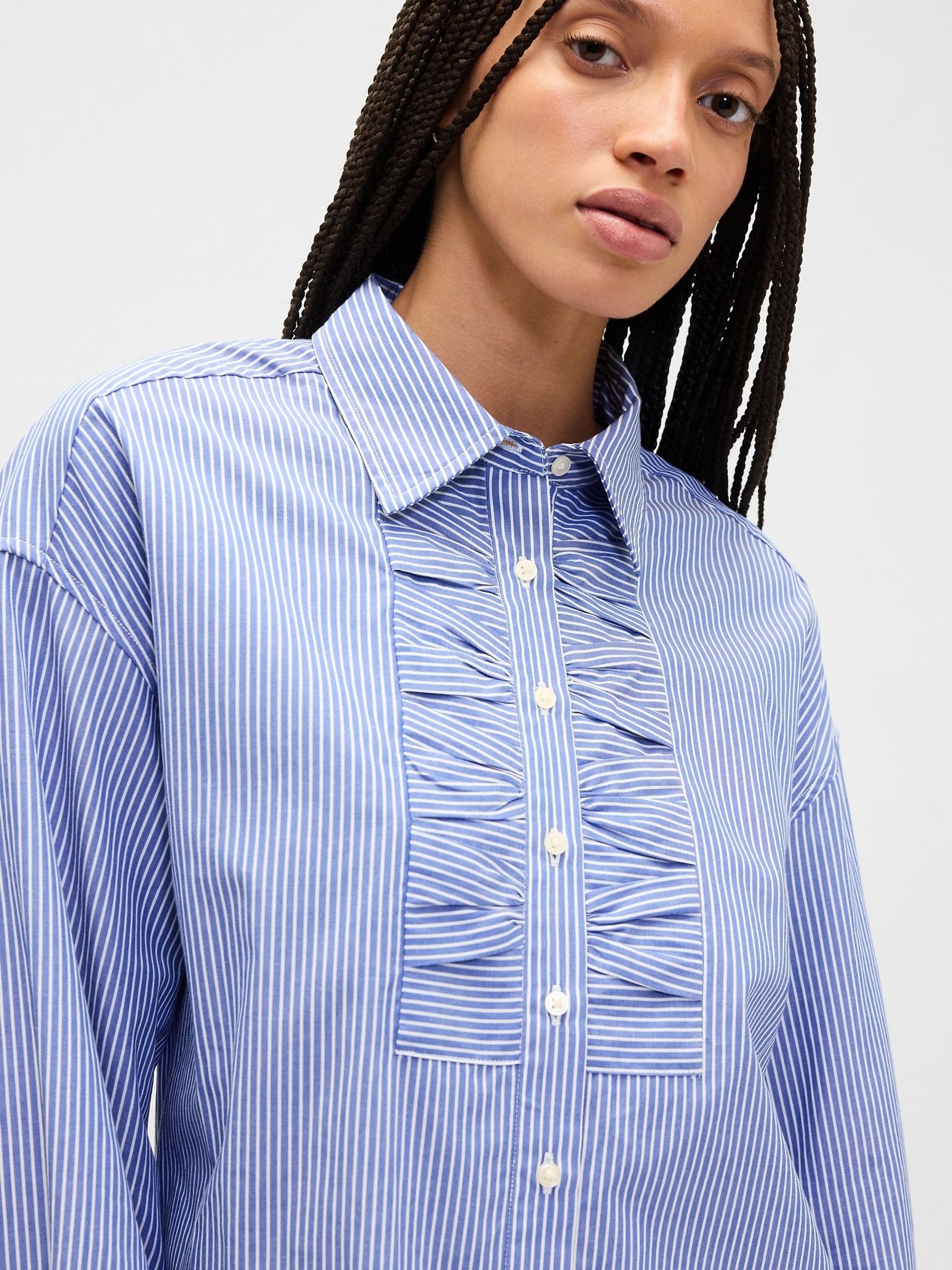 Blue Oversized Shirt in Poplin - Image 4 of 5