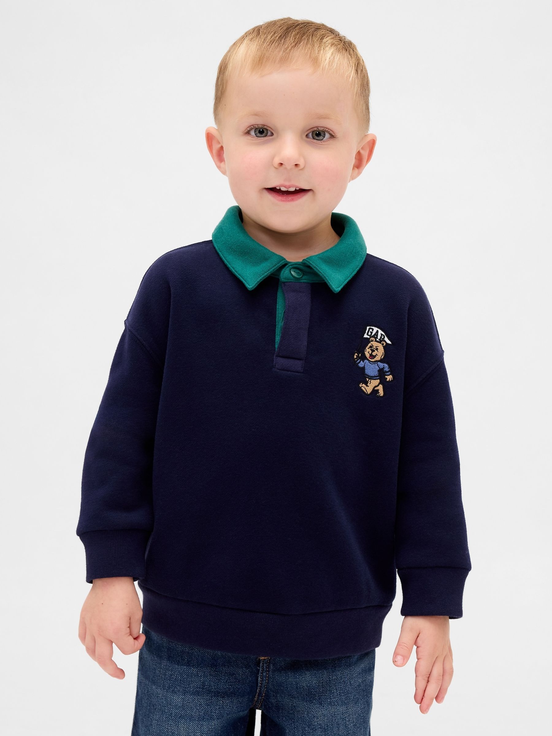 Navy Blue VintageSoft Polo Sweatshirt - Image 1 of 3