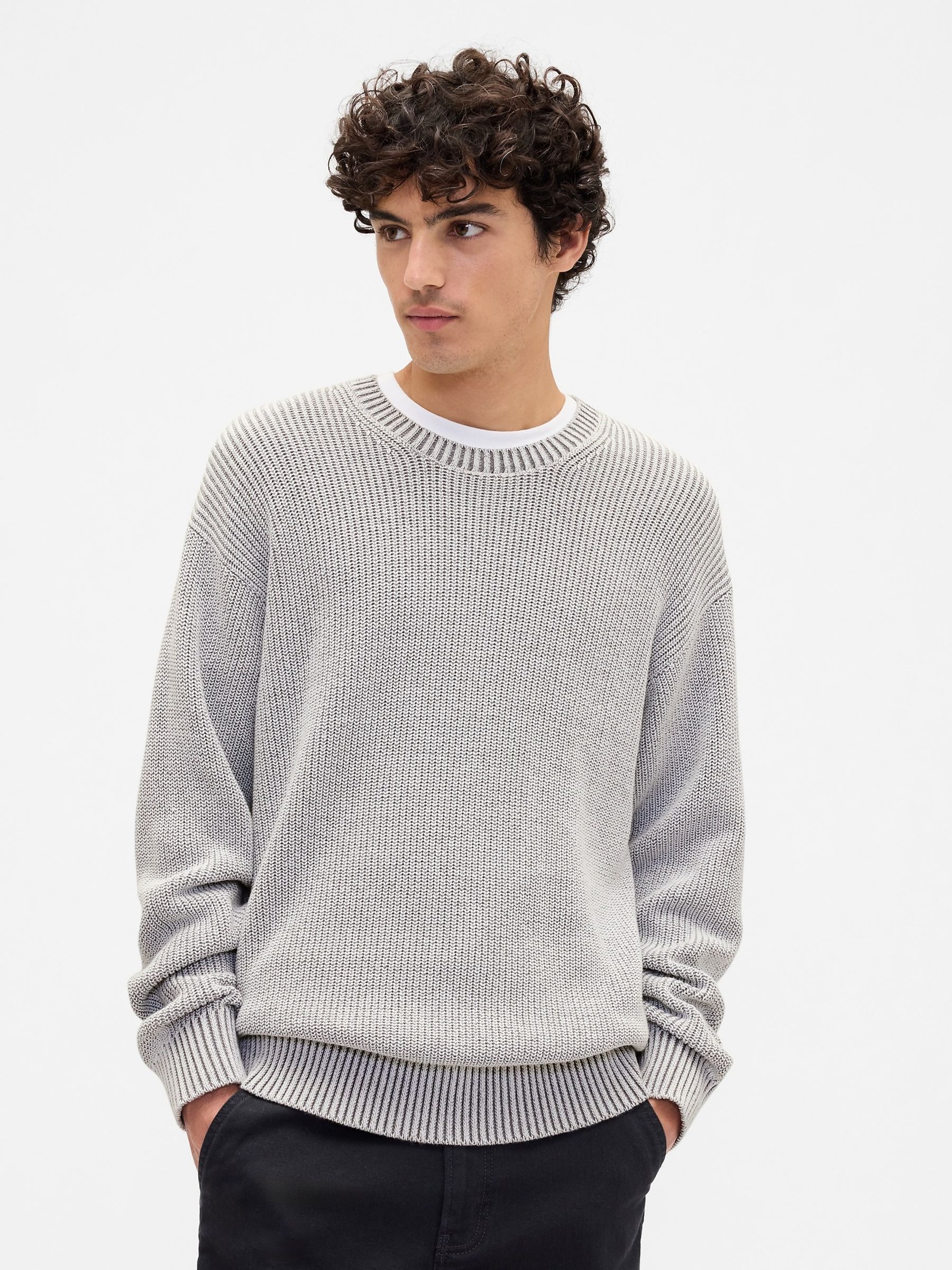 Grey Relaxed Crew Neck Jumper - Image 1 of 5 Grey Relaxed Crew Neck Jumper - Image 1 of 5