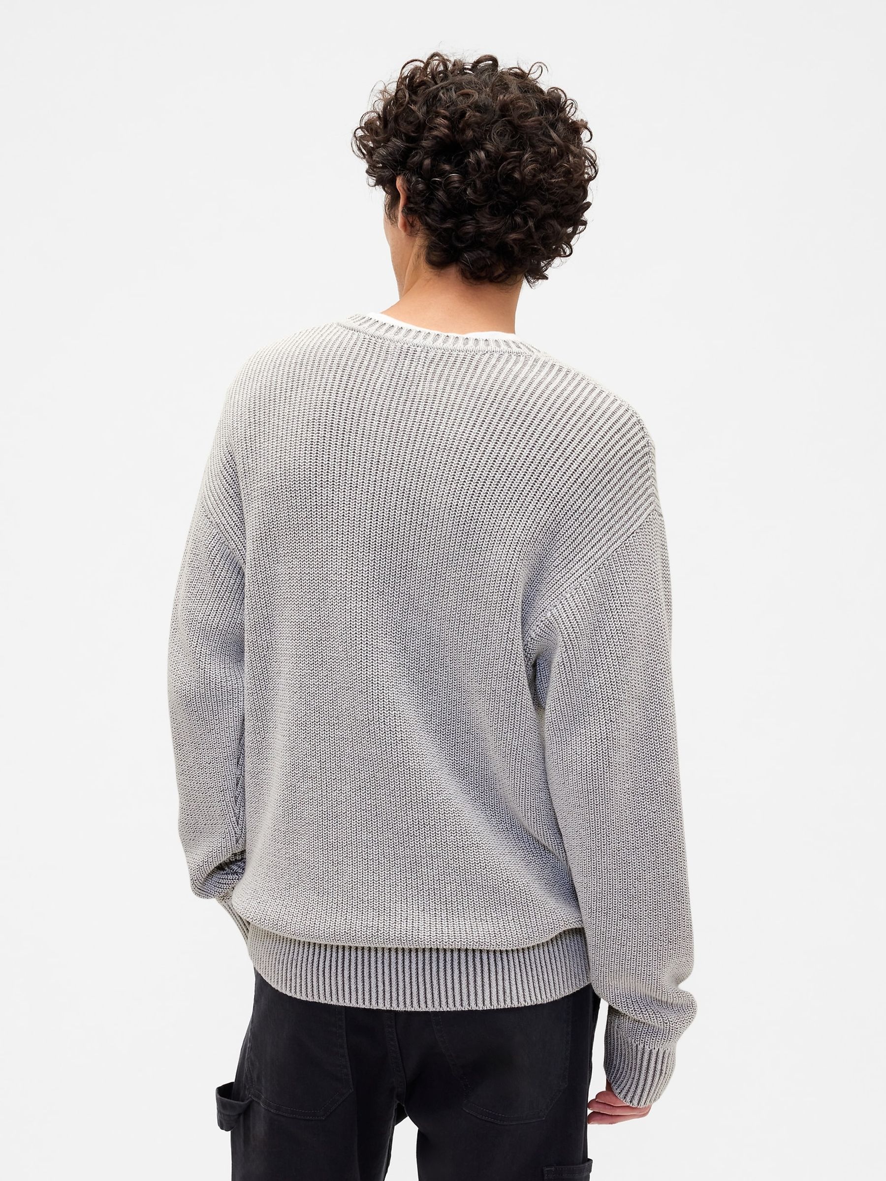 Grey Relaxed Crew Neck Jumper - Image 2 of 5 Grey Relaxed Crew Neck Jumper - Image 2 of 5
