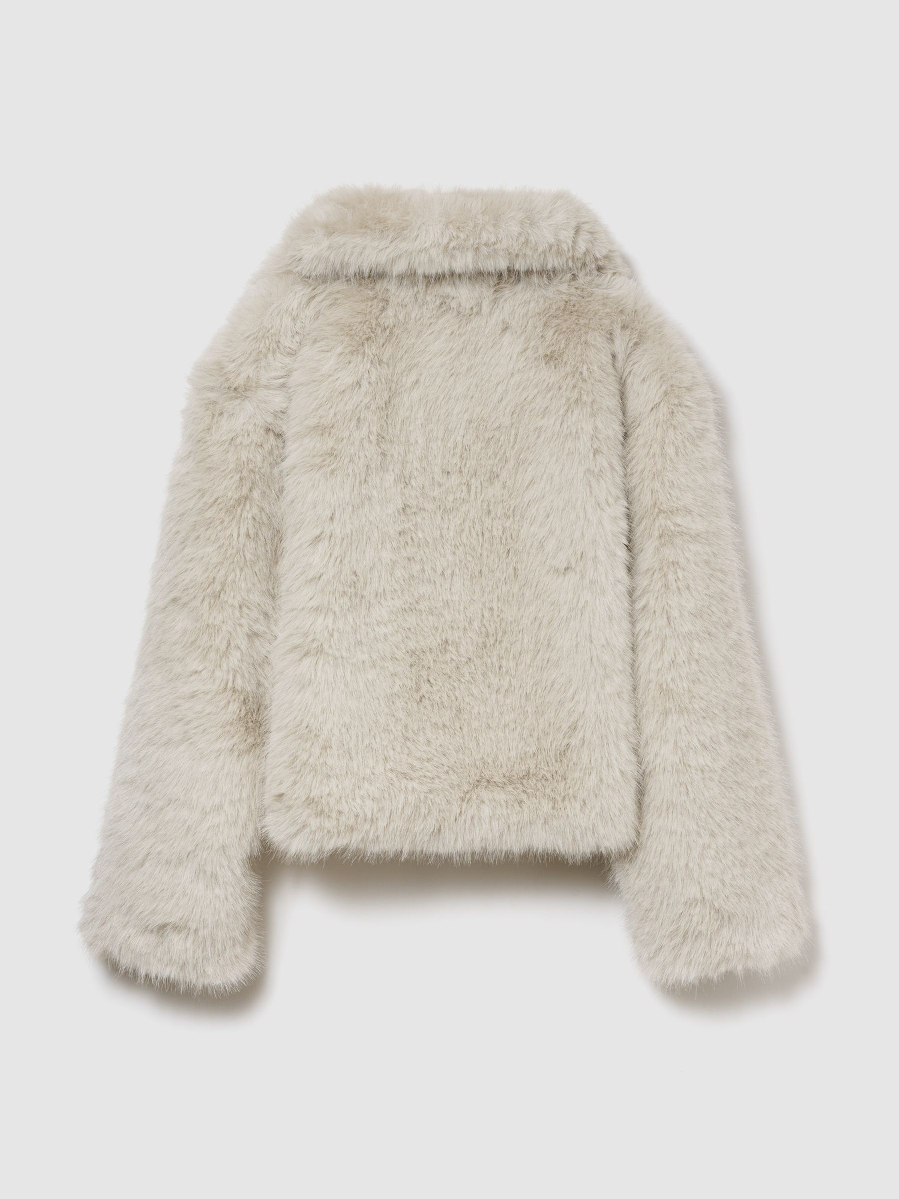 Cream Faux Fur Crop Coat - Image 2 of 3 Cream Faux Fur Crop Coat - Image 2 of 3