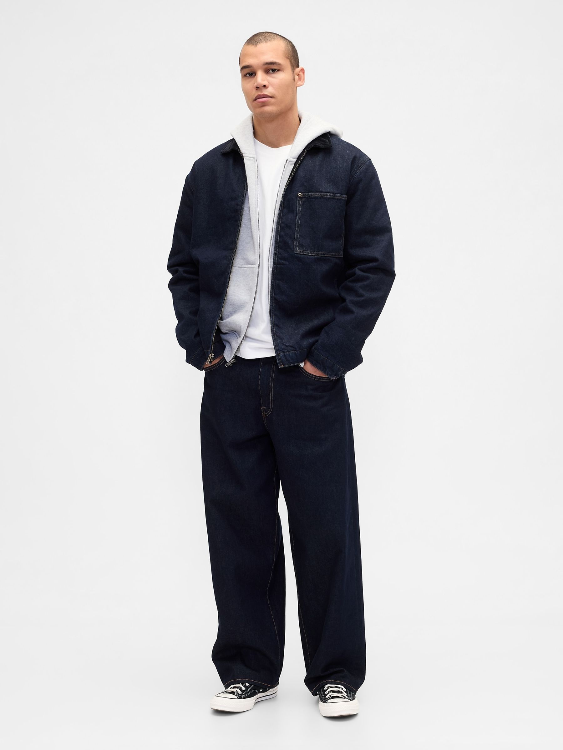 Blue Denim Lined Zip Chore Jacket - Image 3 of 5