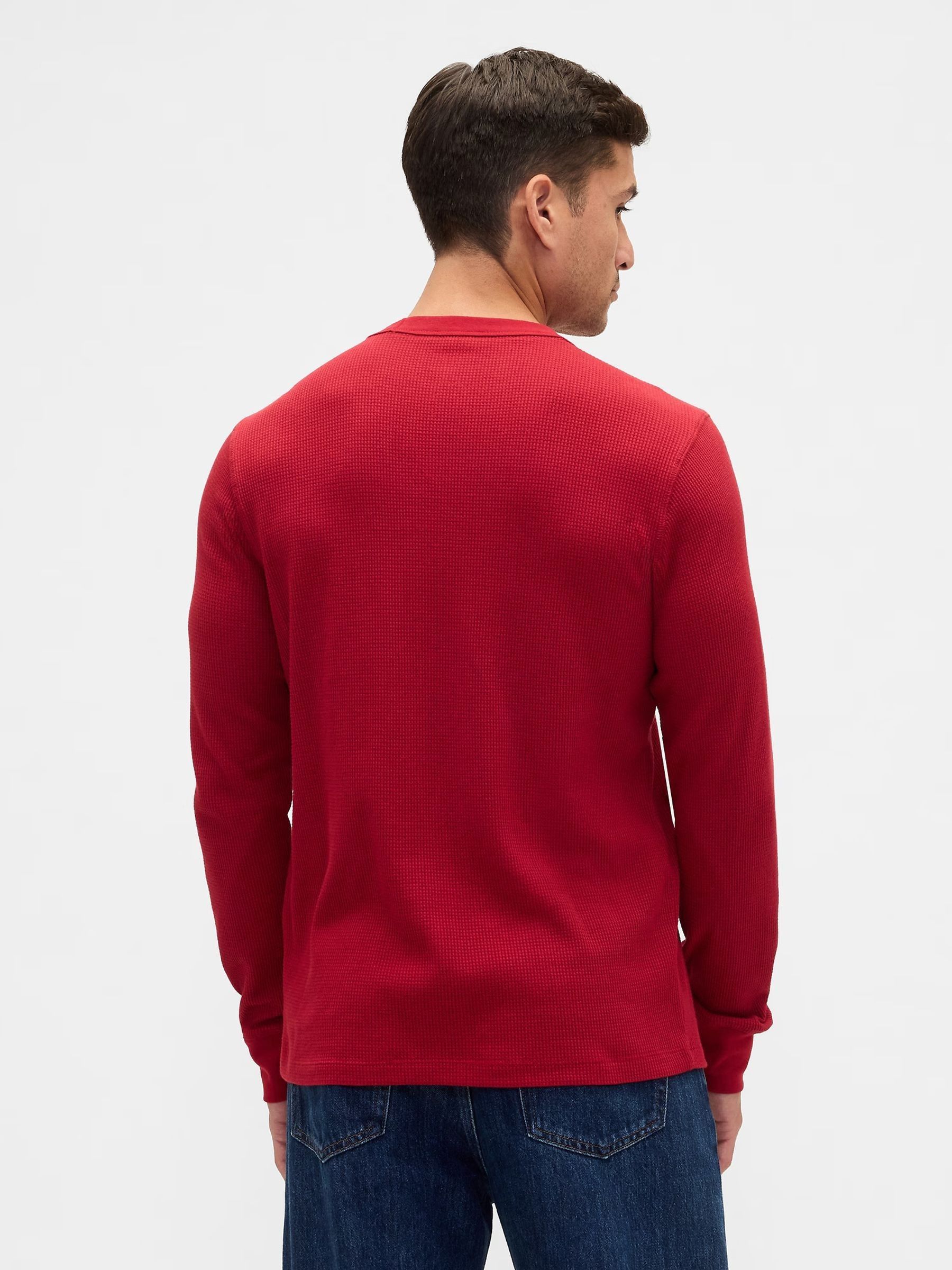 Red Waffle Knit Crew Neck T-Shirt - Image 2 of 5