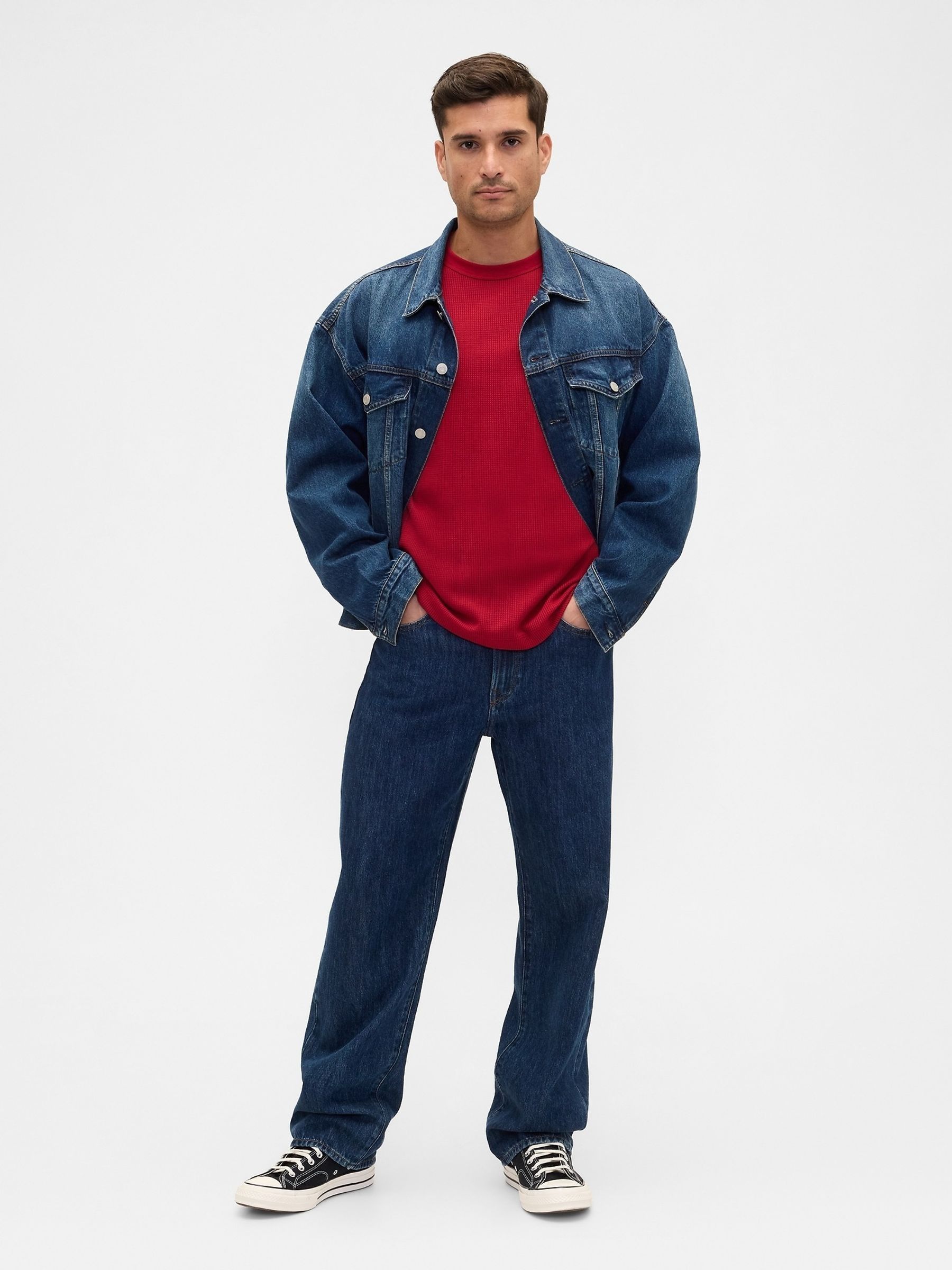 Red Waffle Knit Crew Neck T-Shirt - Image 3 of 5