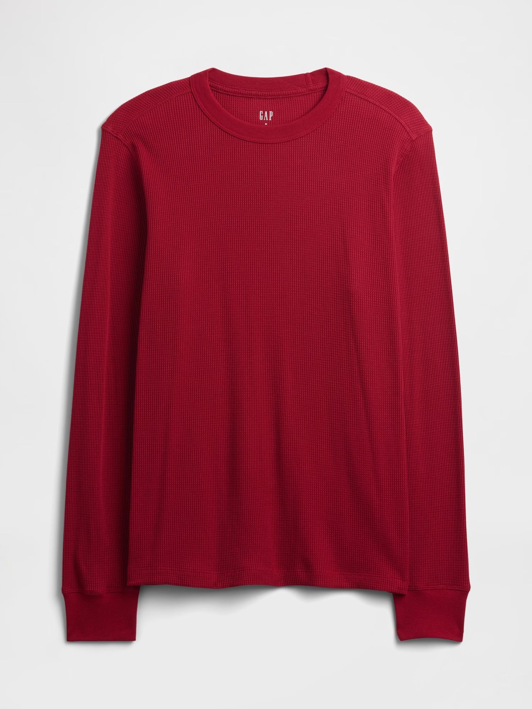 Red Waffle Knit Crew Neck T-Shirt - Image 4 of 5