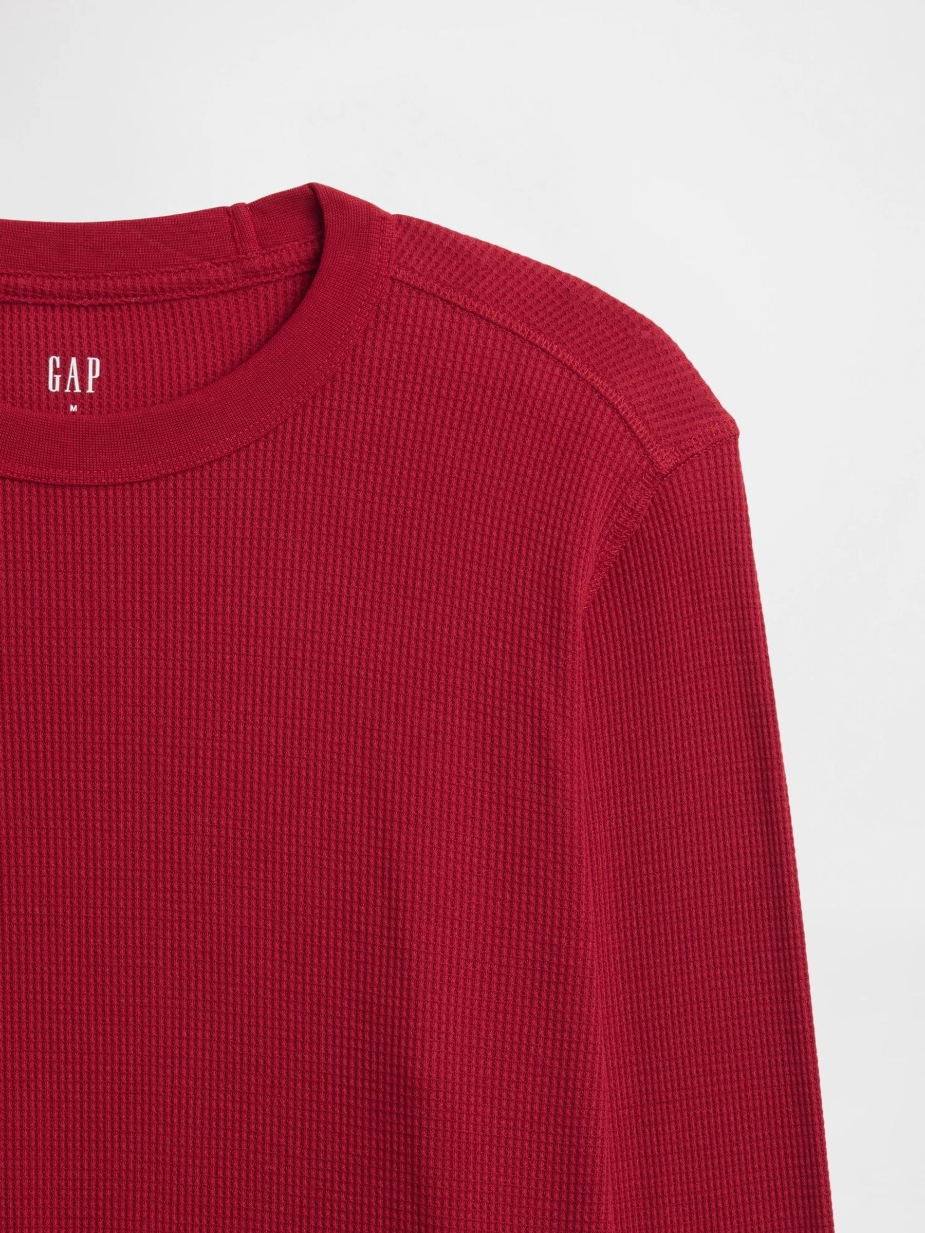 Red Waffle Knit Crew Neck T-Shirt - Image 5 of 5