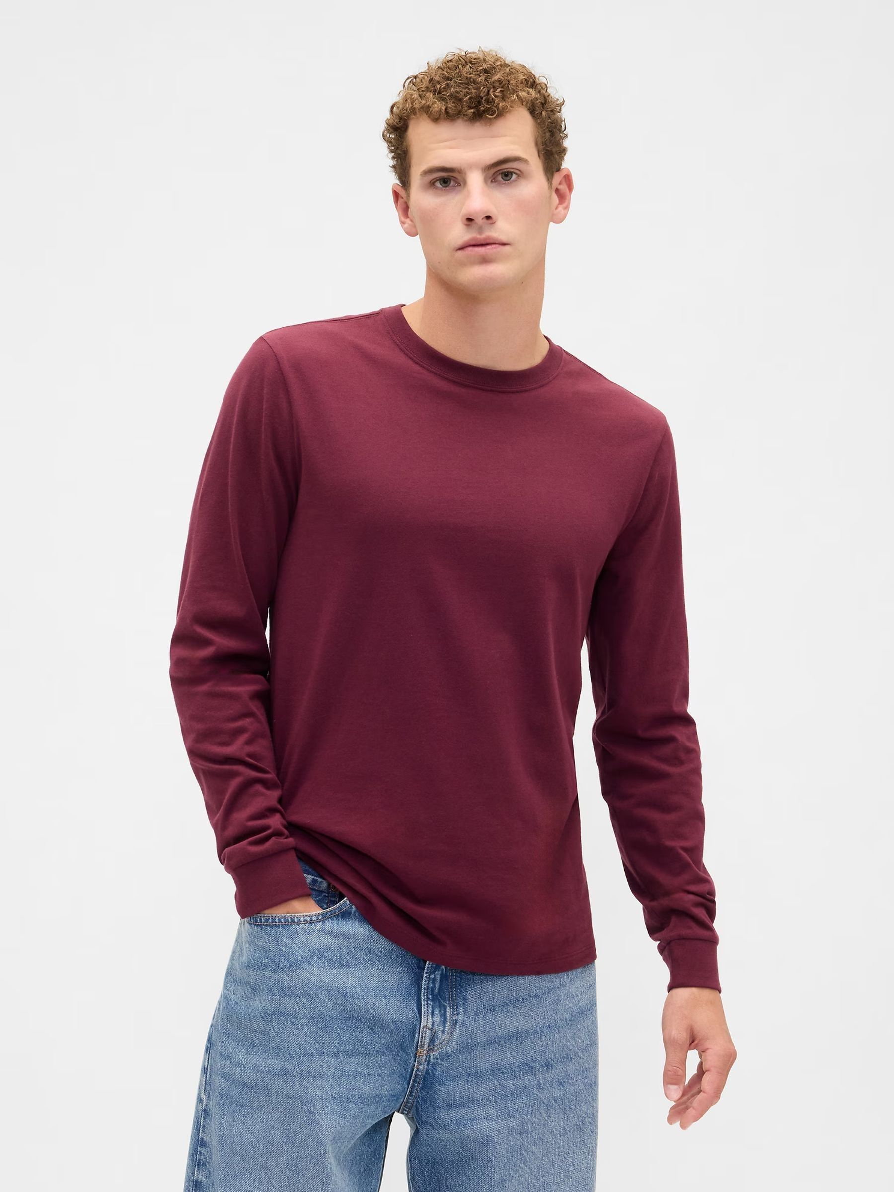 Burgundy Red Everyday Soft Crew neck T-Shirt - Image 1 of 2