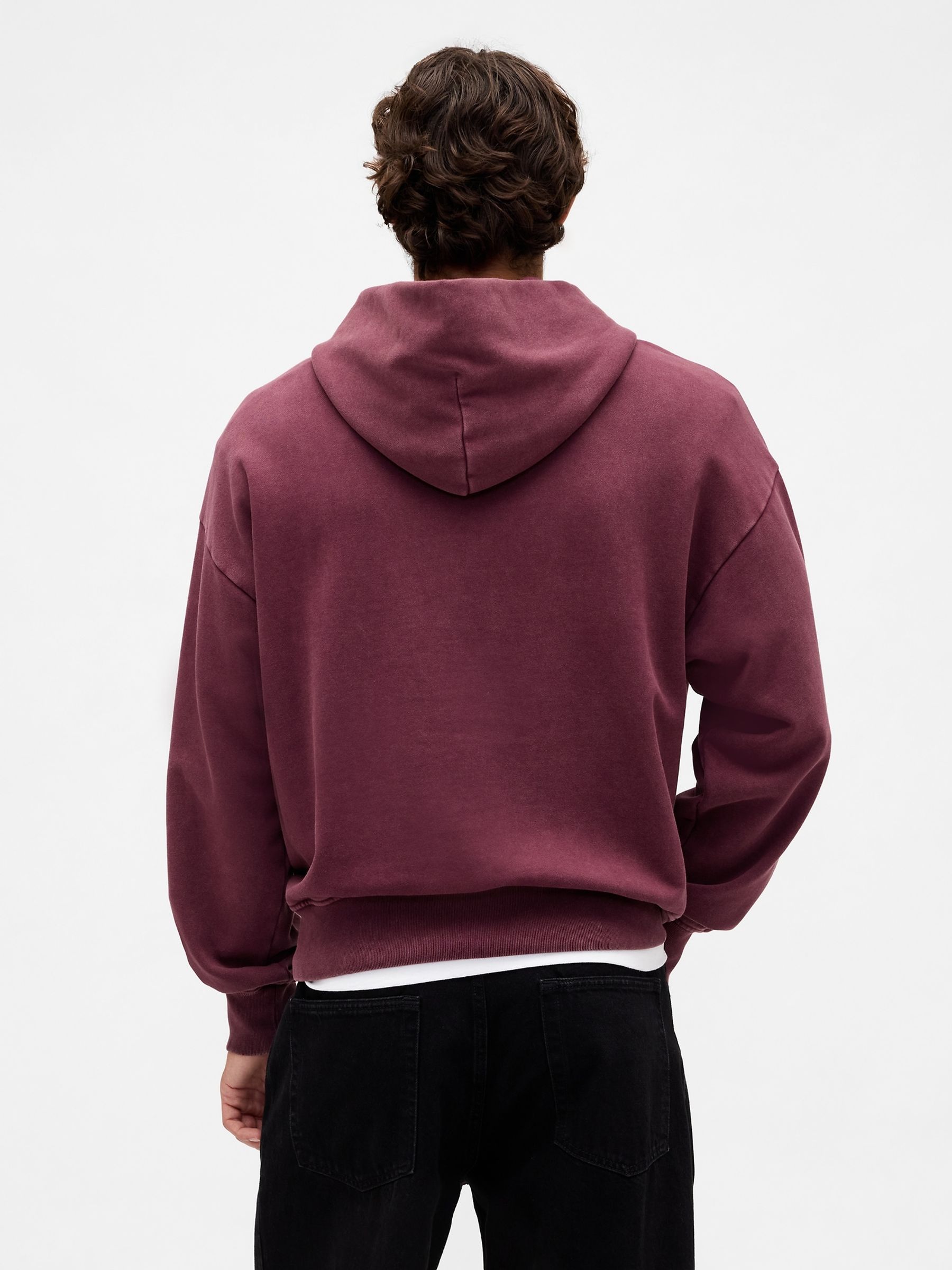 Burgundy Red Heavyweight Oversized Logo Hoodie - Image 2 of 4 Burgundy Red Heavyweight Oversized Logo Hoodie - Image 2 of 4