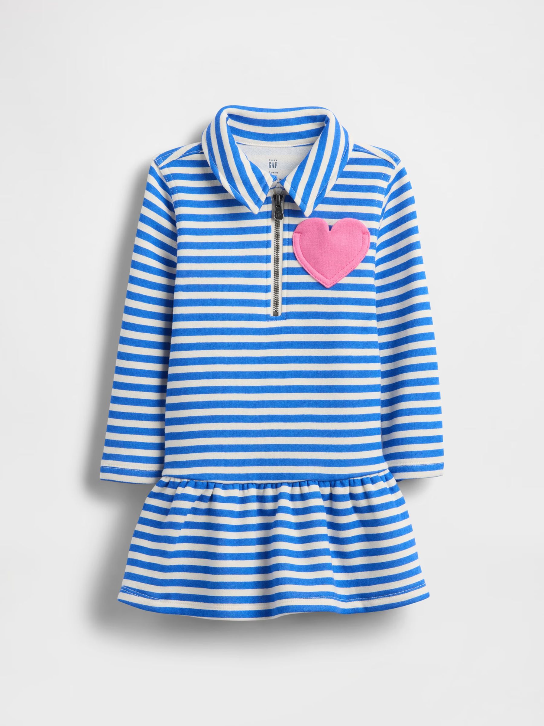 Blue Stripe Half-Zip Pullover Sweatshirt Dress - Image 2 of 3