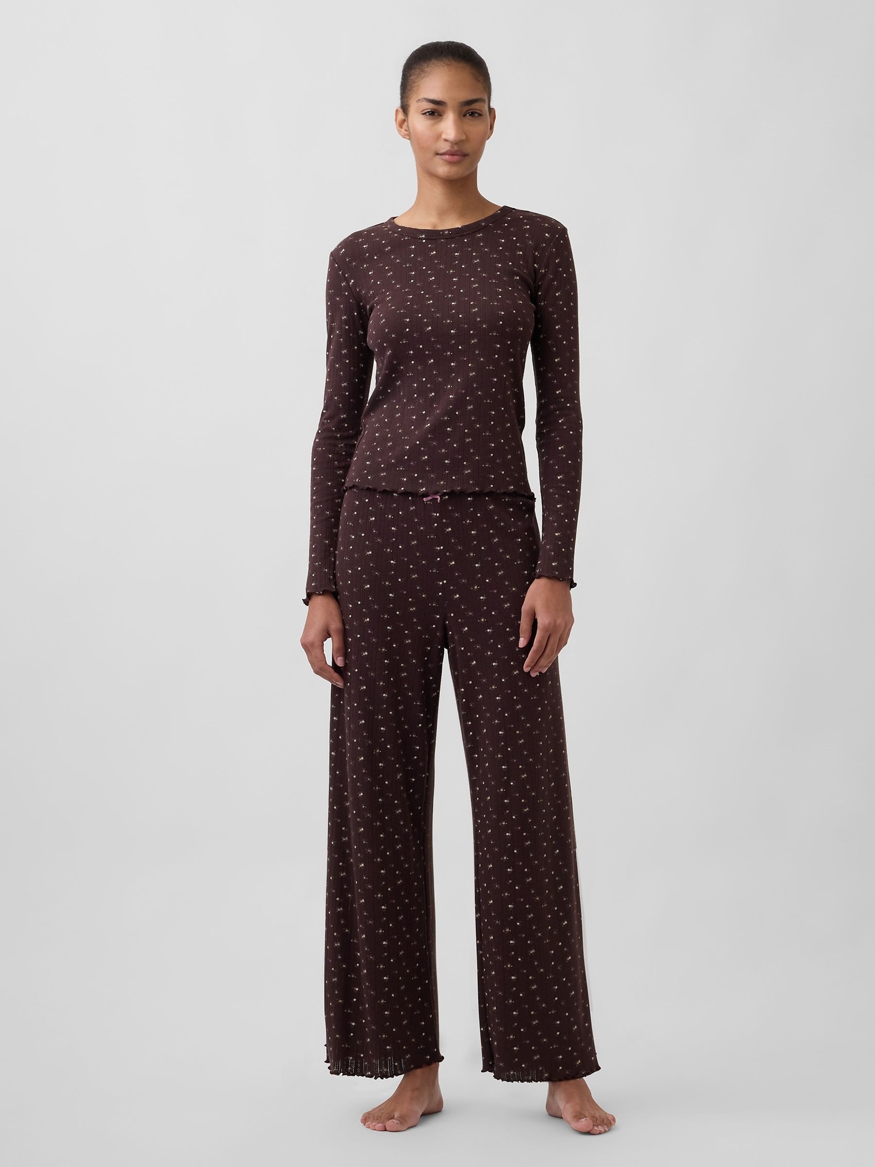 Brown Pointelle Pyjama Bottoms - Image 4 of 5