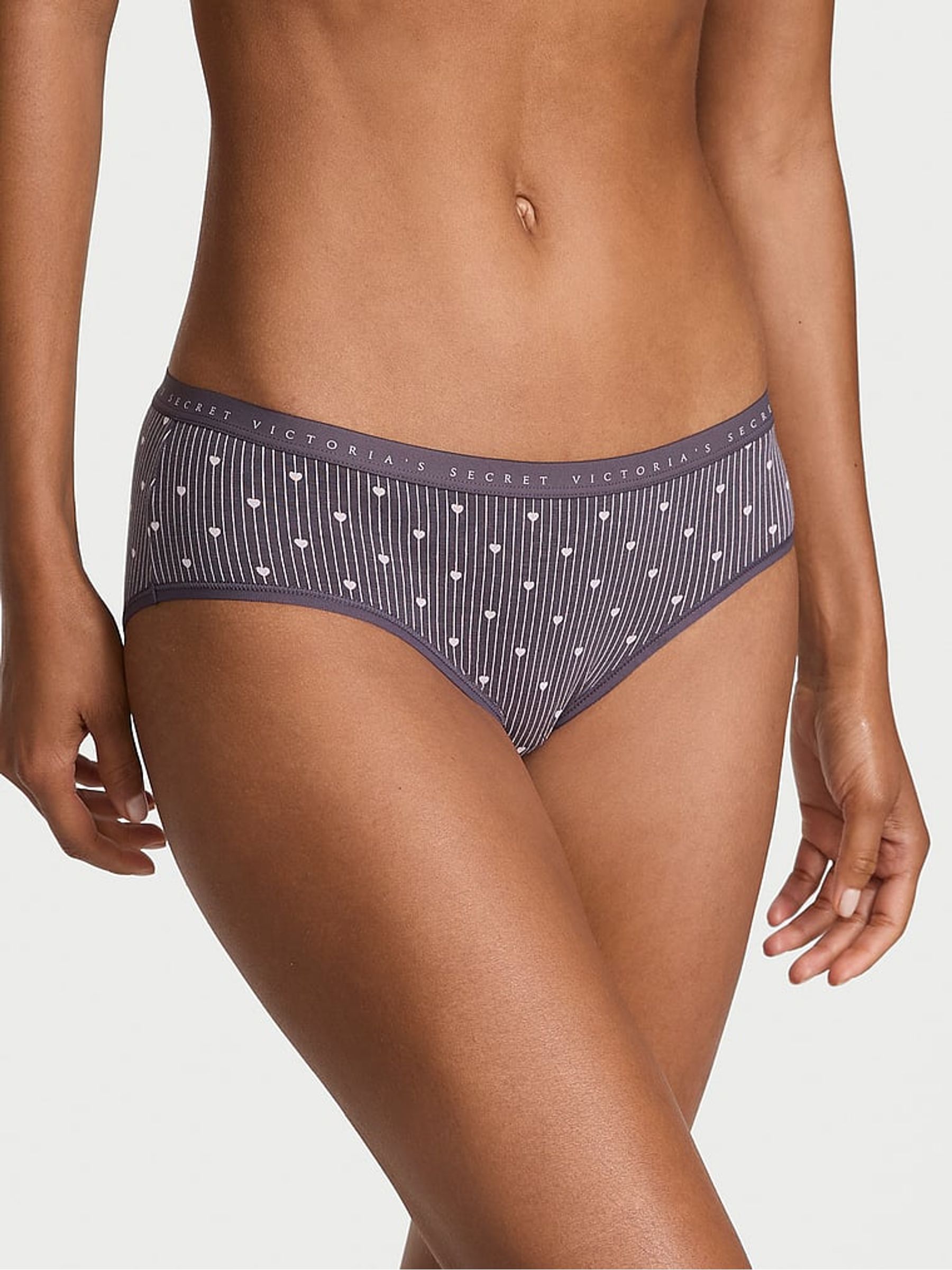 Tornado Grey Heart Stripes Hipster Knicker - Image 1 of 2