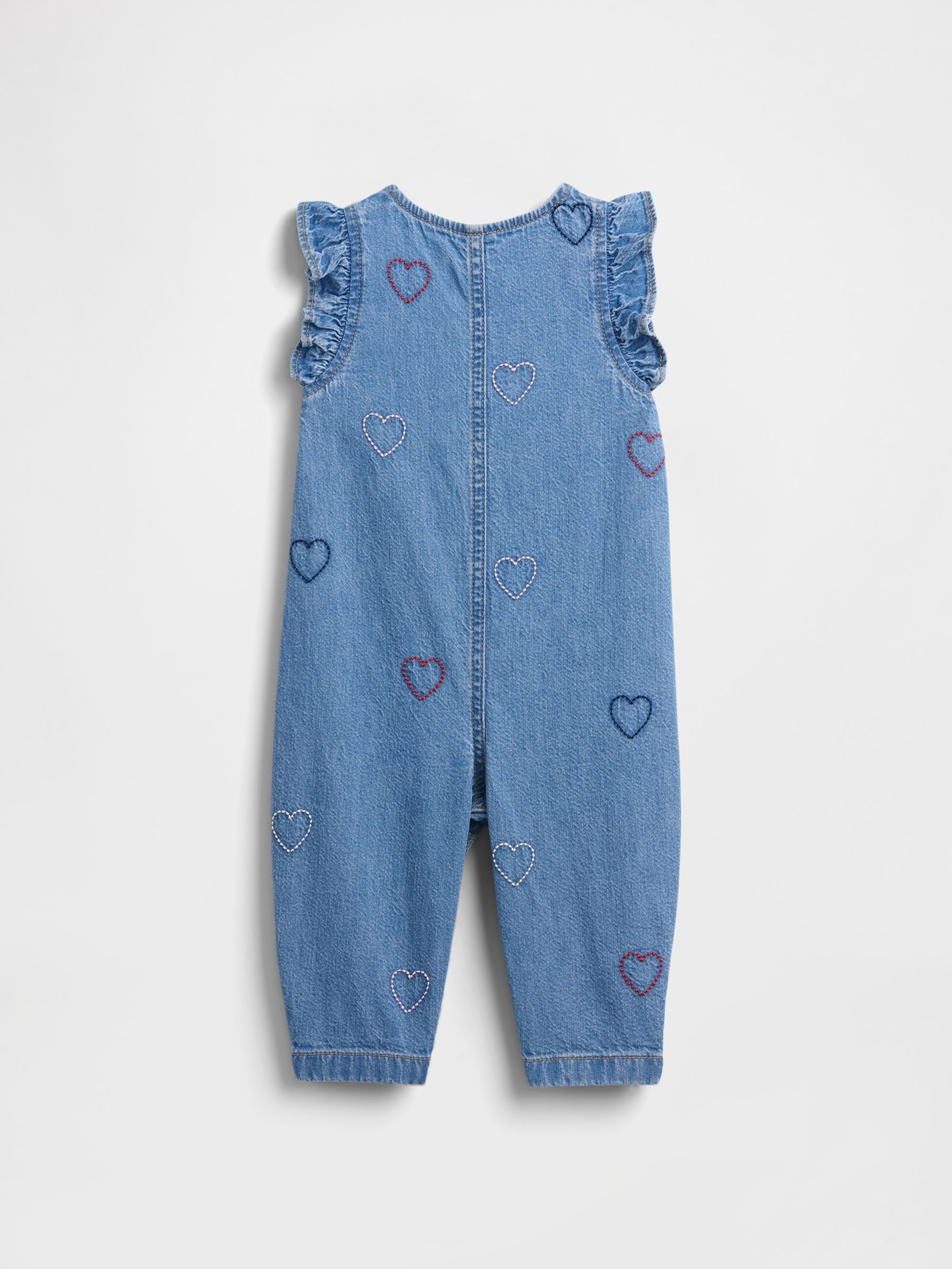 Blue Denim Embroidered Heart One-Piece - Image 2 of 3 Blue Denim Embroidered Heart One-Piece - Image 2 of 3