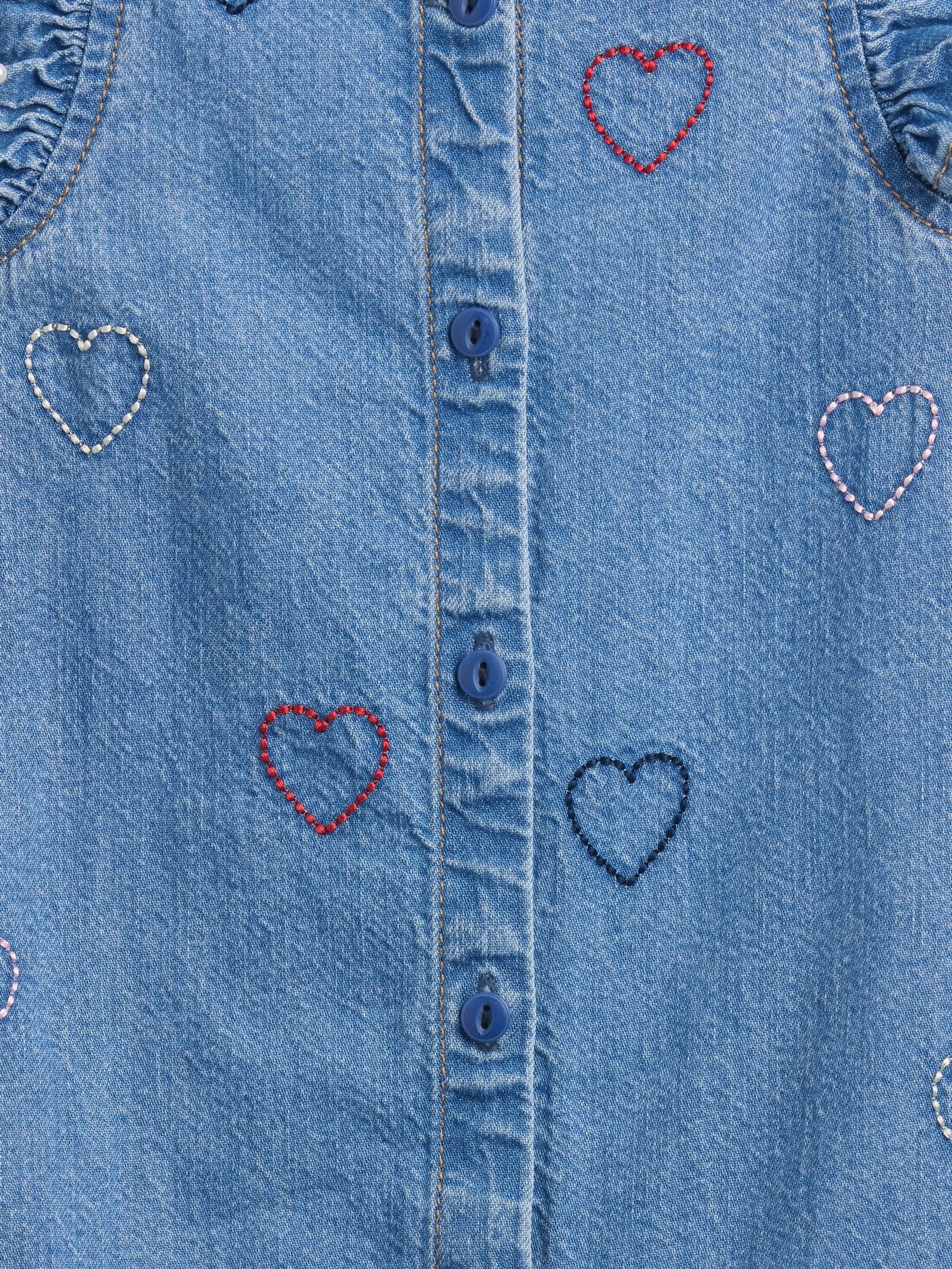 Blue Denim Embroidered Heart One-Piece - Image 3 of 3