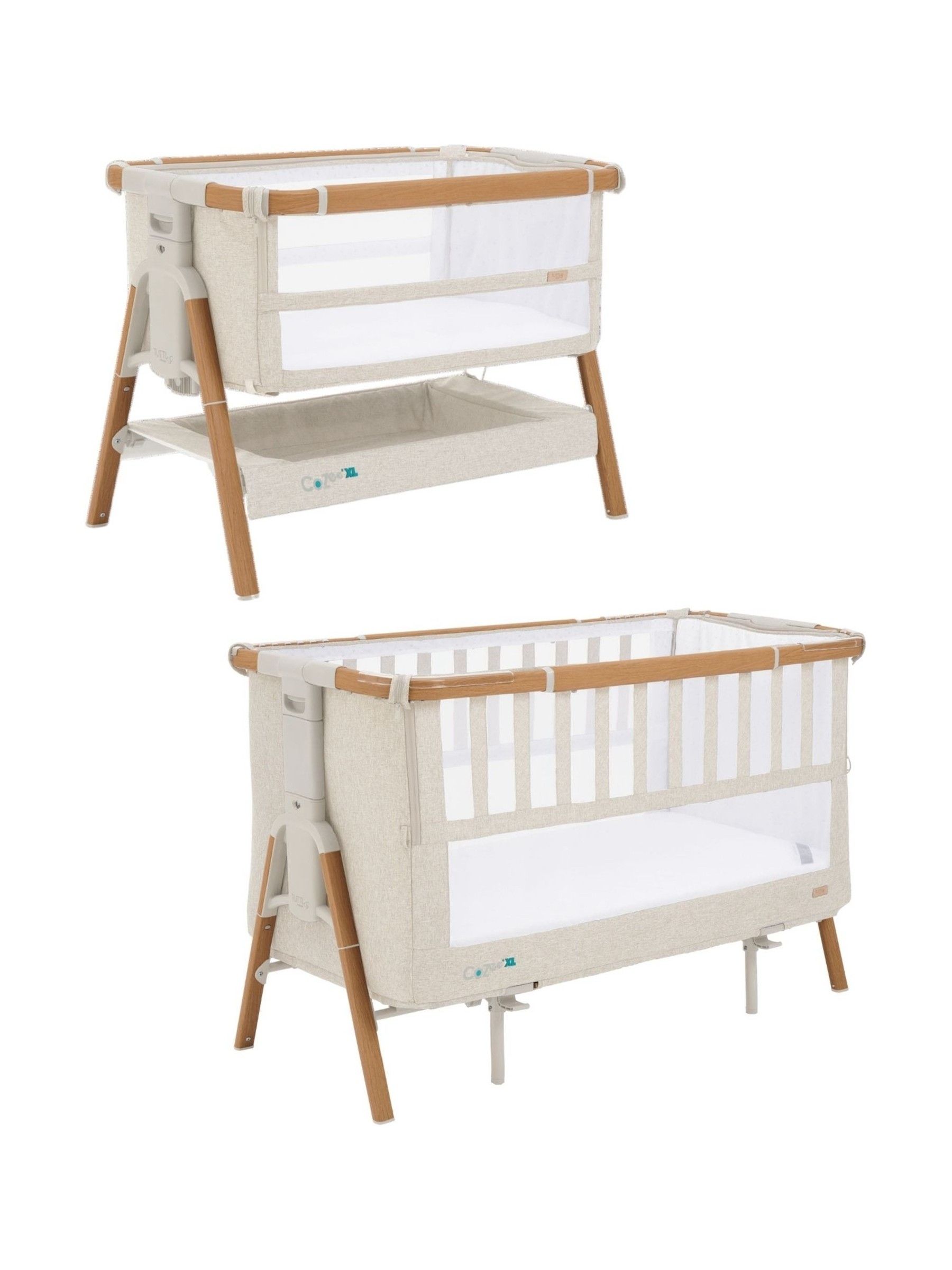Tutti Bambini Scandi Walnut  Ecru CoZee XL Bedside Crib & Cot - Image 2 of 5