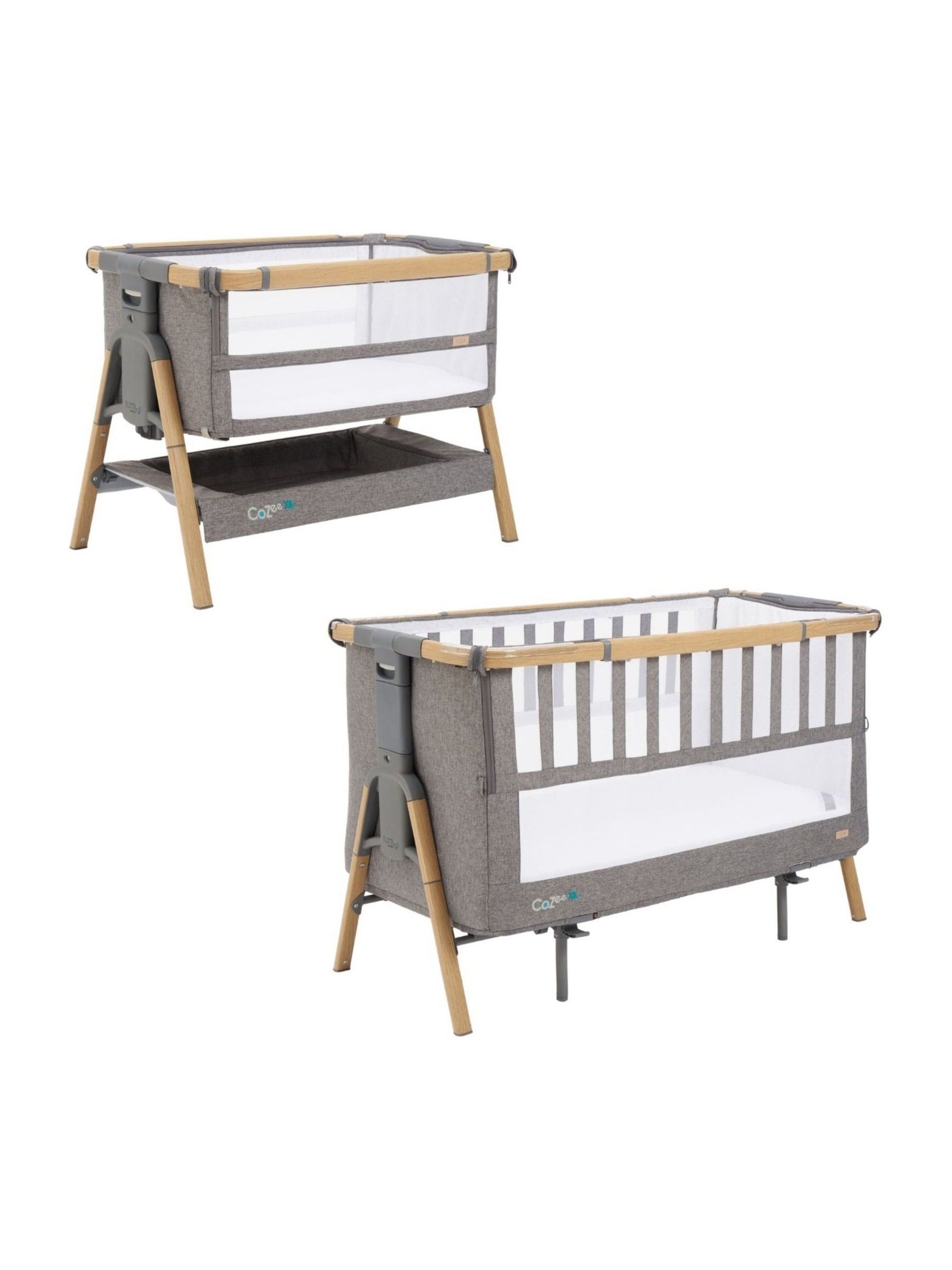 Tutti Bambini Oak Charcoal CoZee XL Bedside Crib & Cot - Image 1 of 1 Tutti Bambini Oak Charcoal CoZee XL Bedside Crib & Cot - Image 1 of 1