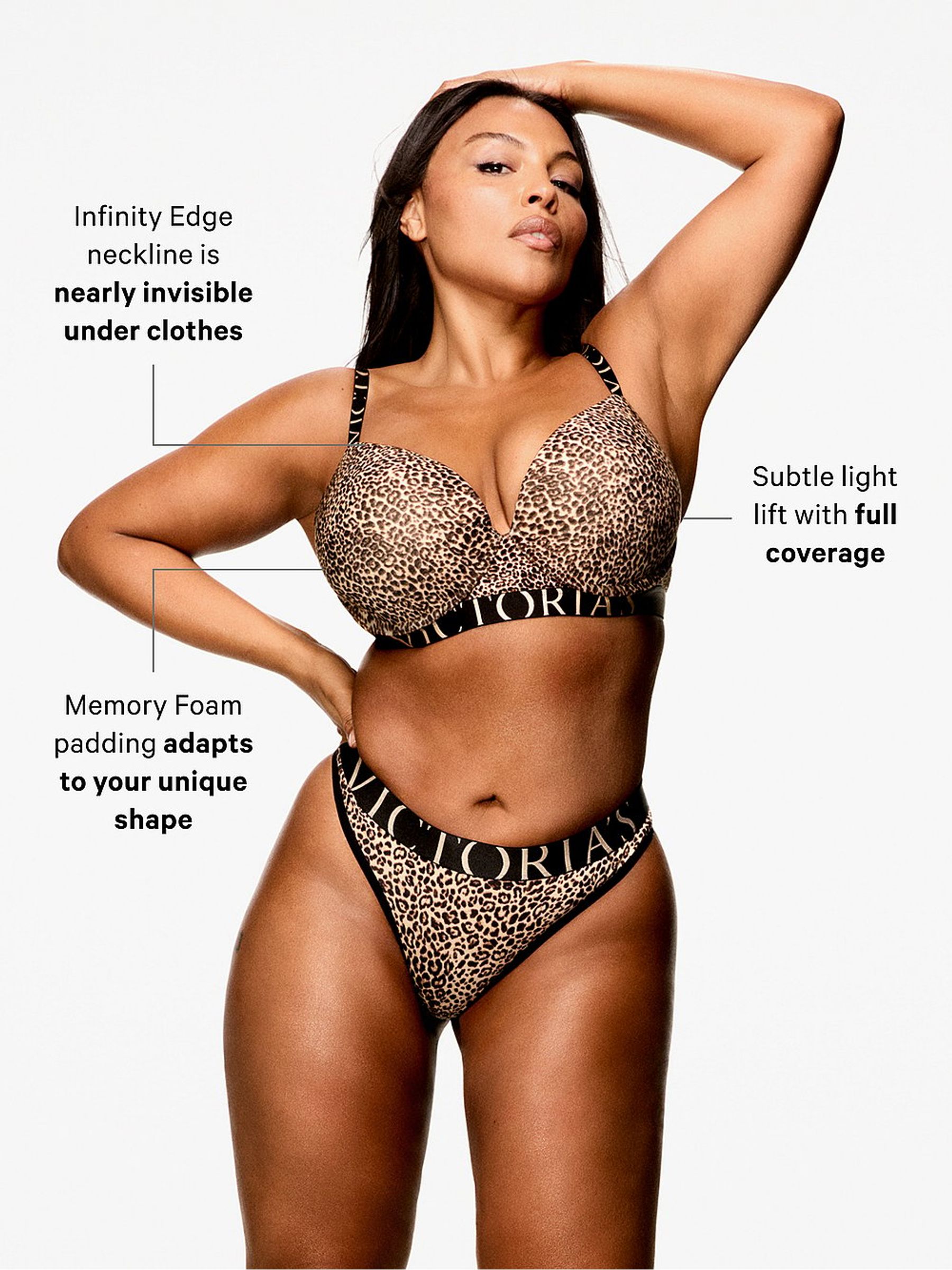 Medium Heather Grey Full Cup Push Up Cotton Logo Bra - Image 3 of 3