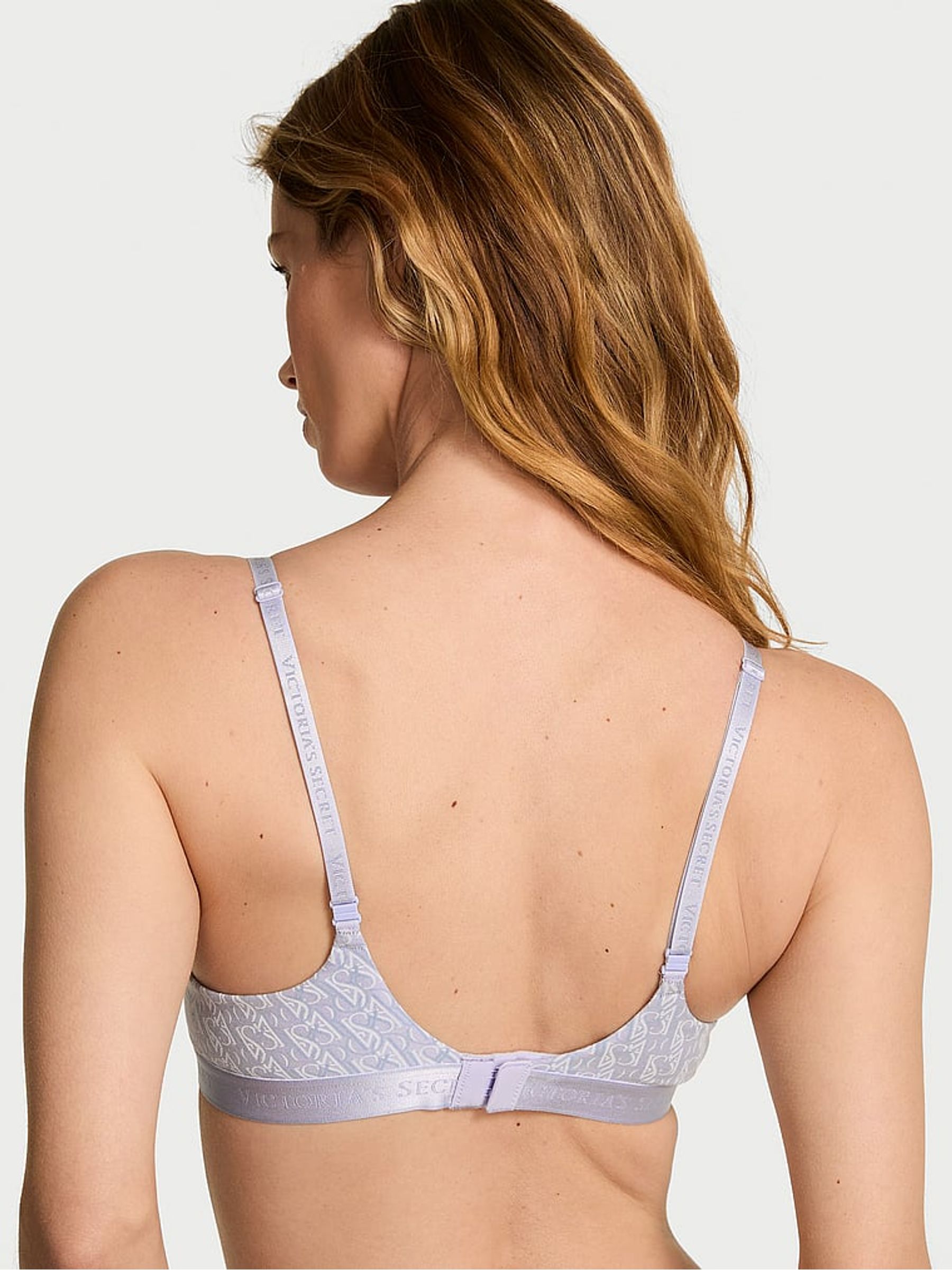 Icy Lavender Purple Full Cup Push Up Cotton Logo Bra - Image 2 of 2 Icy Lavender Purple Full Cup Push Up Cotton Logo Bra - Image 2 of 2