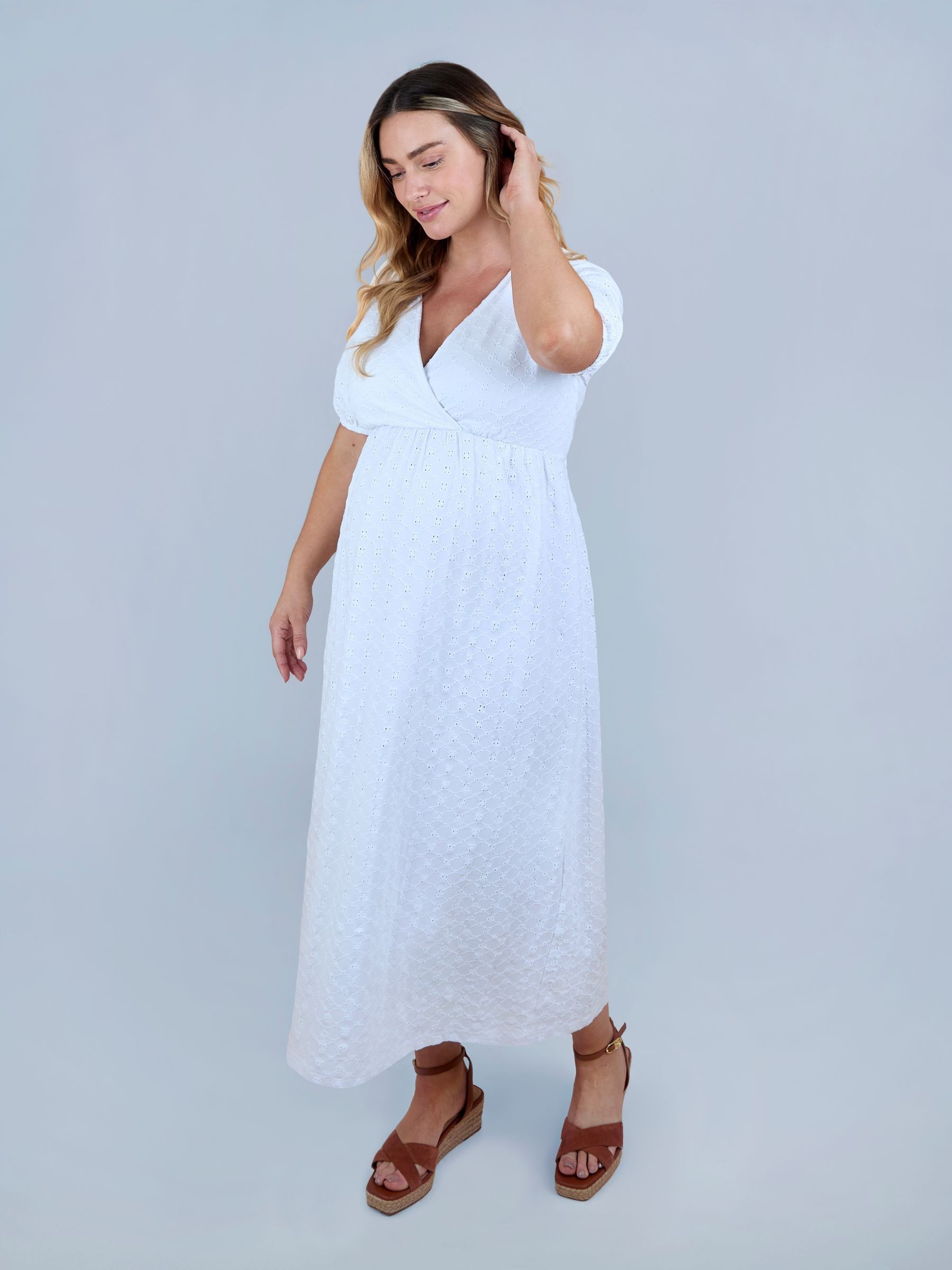 wrap midi dress white White Tiered Flutter Sleeve Wrap Midi Dress