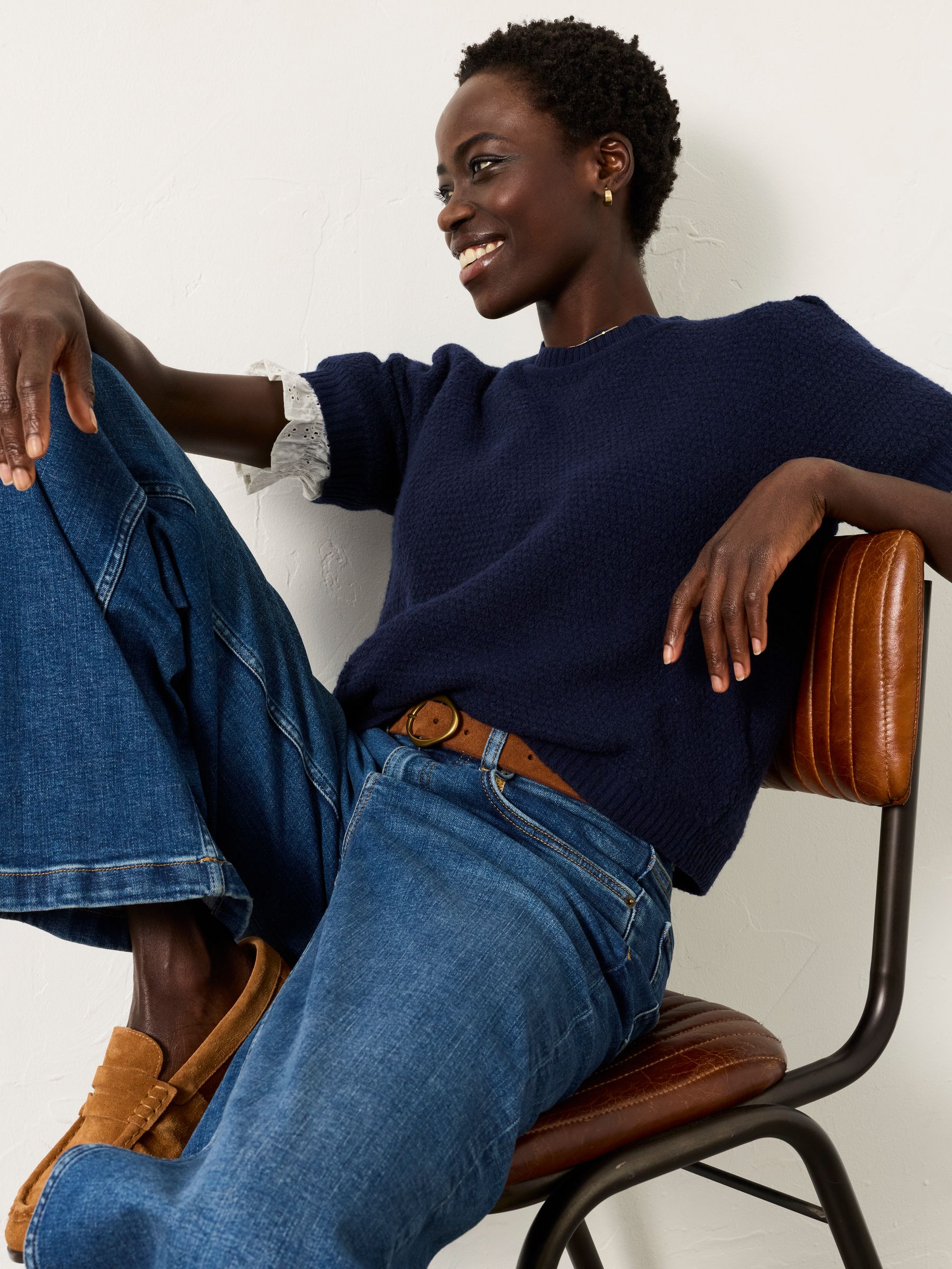 Sadie Navy Knitted TShirt - Image 2 of 4